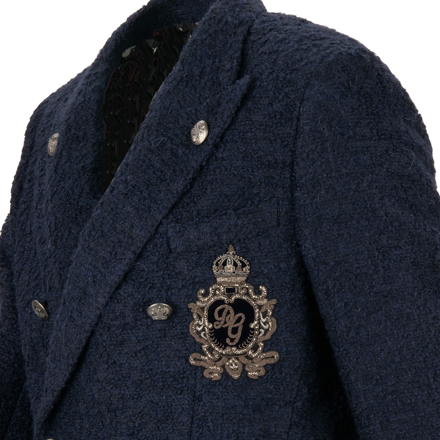 DOLCE & GABBANA NAPOLI DG Logo Pearl Baroque Crown Alpaca Wool