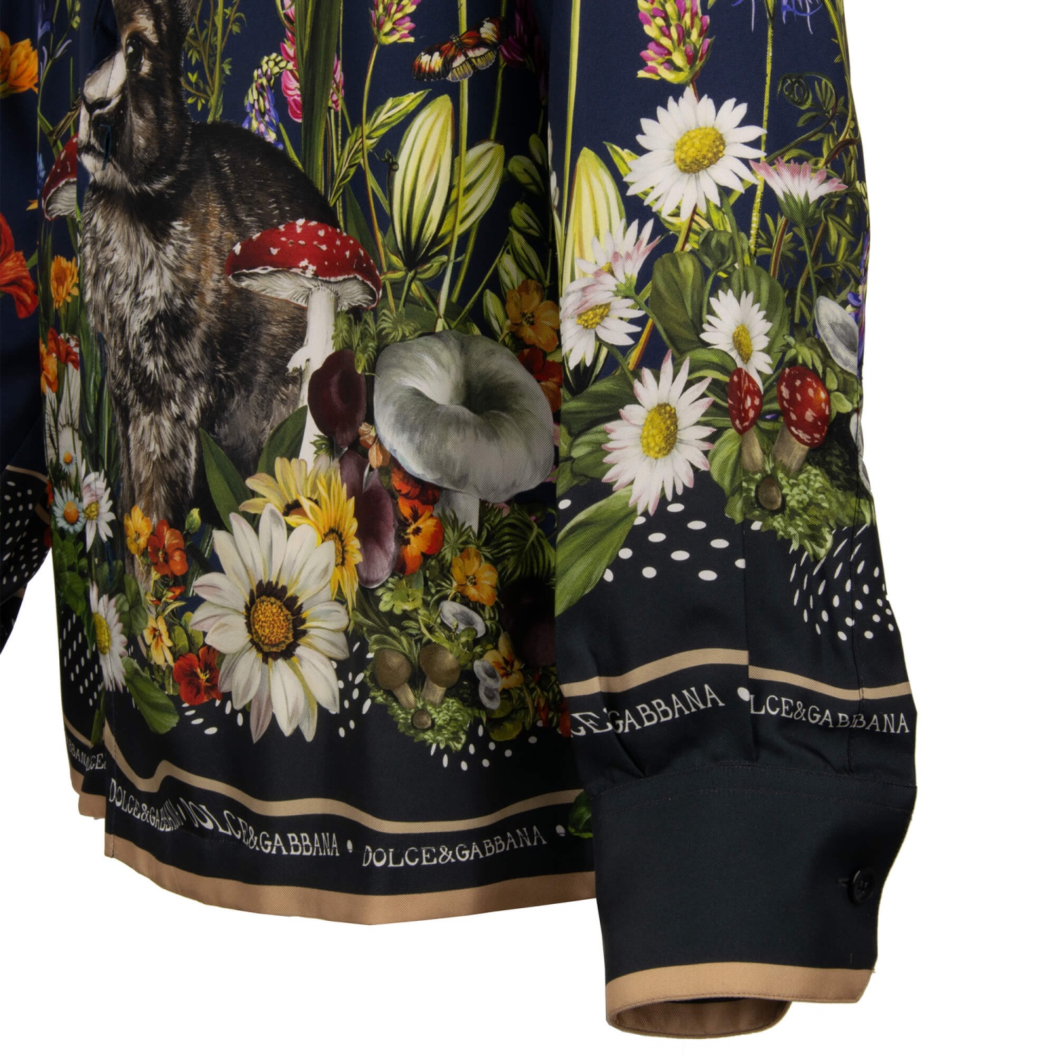 現行品　DOLCE&GABBANA ドルガバ   アニマル　ボタニカル　シャツ DOLCE & GABBANA DG Logo Polka Dot Flower Rabbit Print Silk