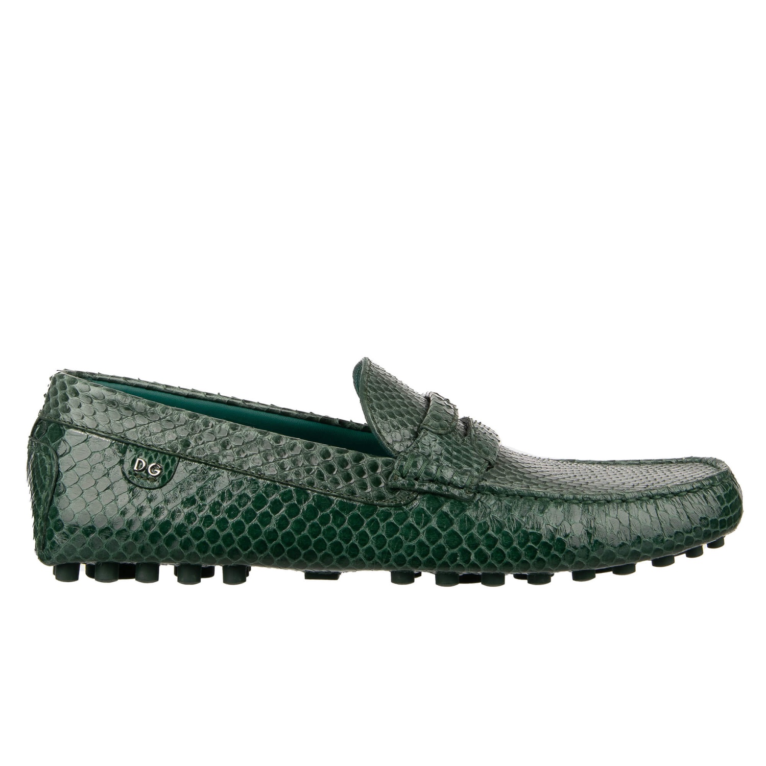 DOLCE & GABBANA DG Logo Snake Leather Moccasin Shoes GELA