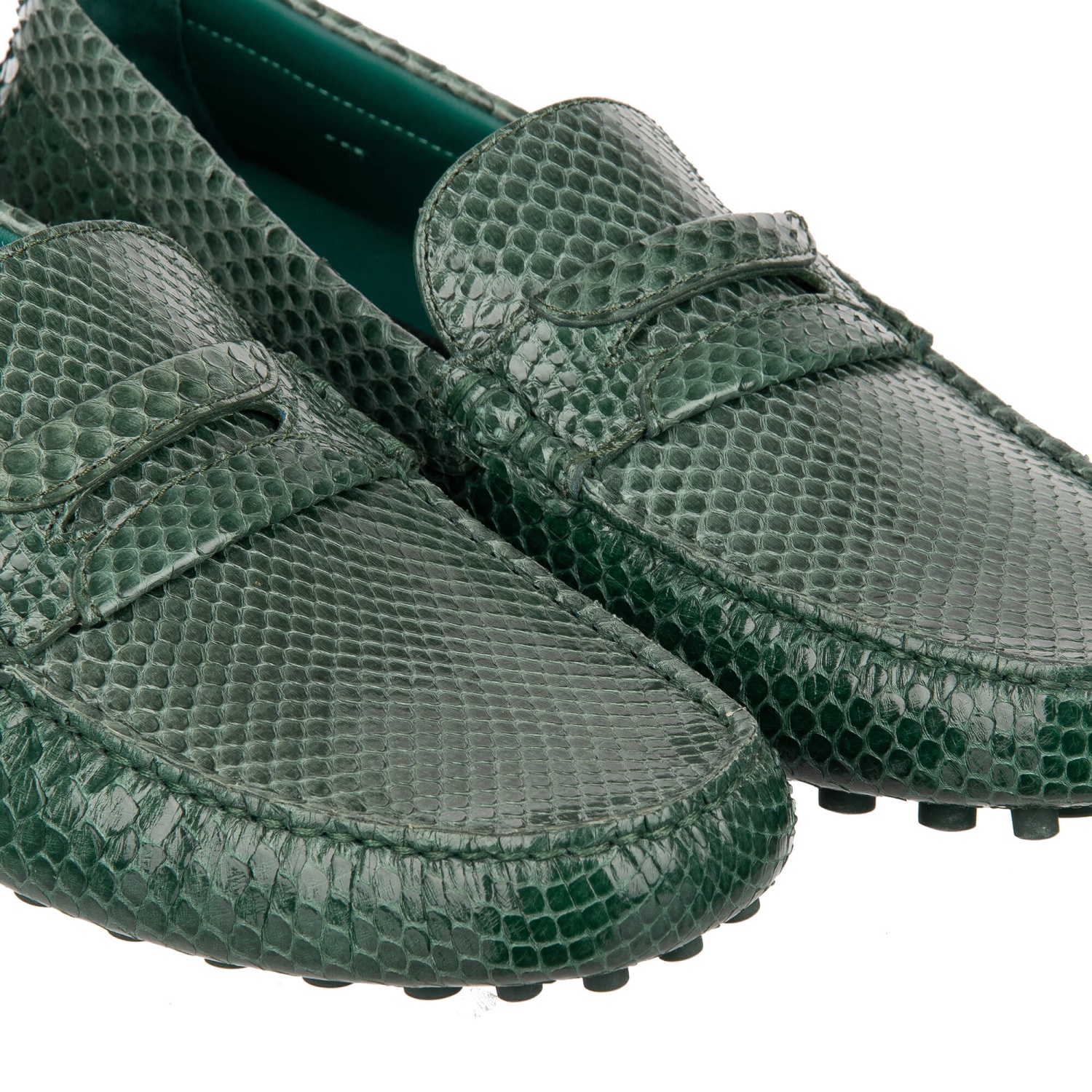 DOLCE & GABBANA DG Logo Snake Leather Moccasin Shoes GELA