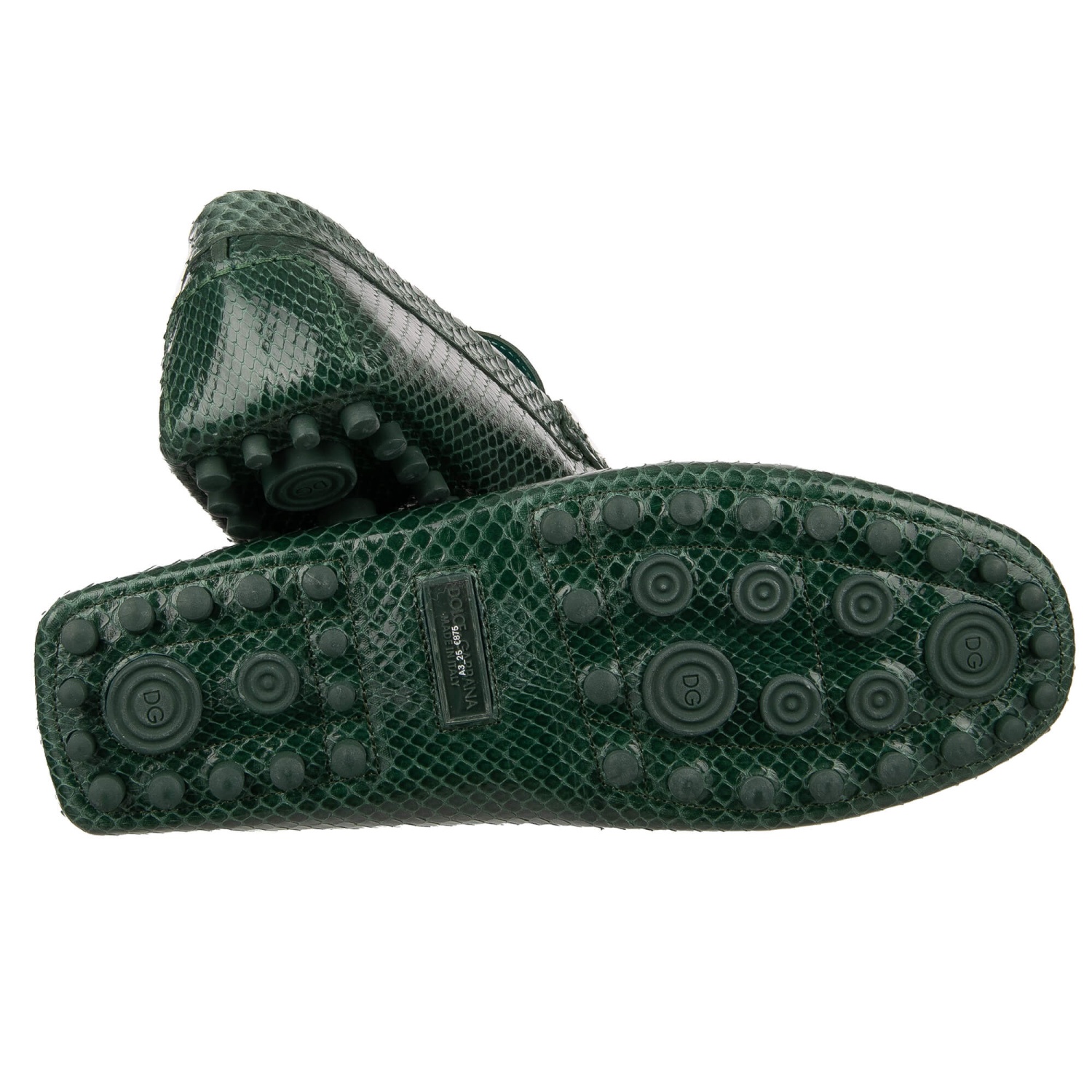DOLCE & GABBANA DG Logo Snake Leather Moccasin Shoes GELA