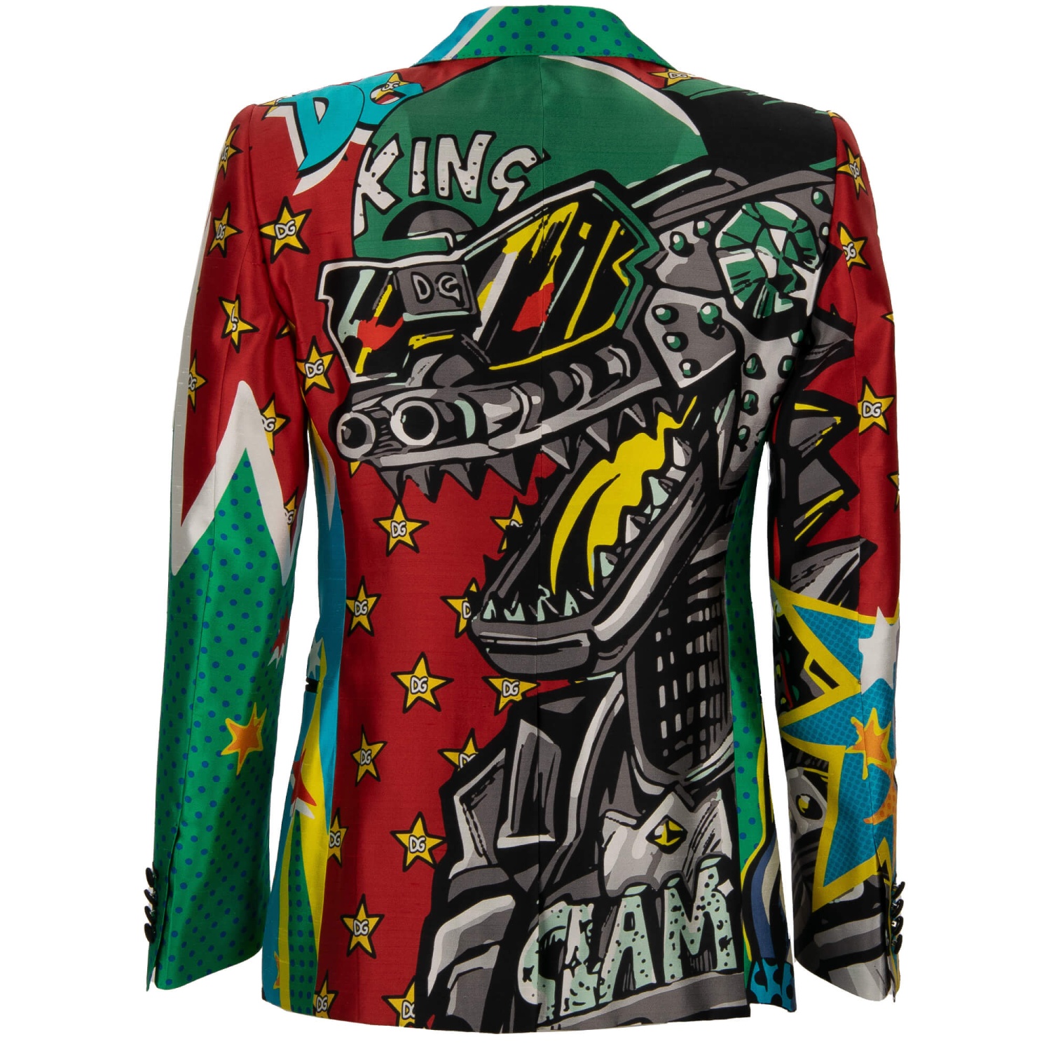 DOLCE & GABBANA DG Logo Star Comics King Dupioni Silk Blazer