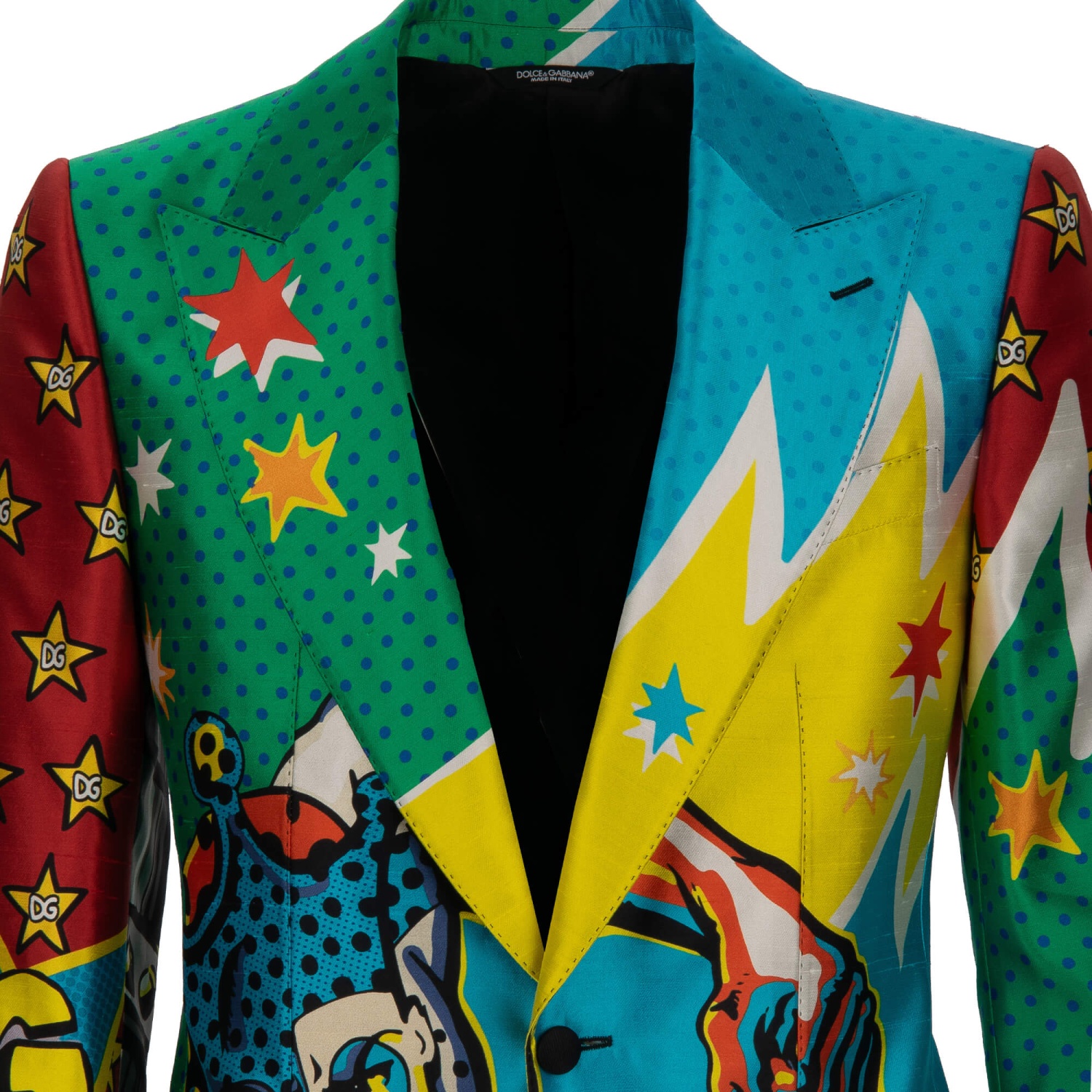 DOLCE & GABBANA DG Logo Star Comics King Dupioni Silk Blazer