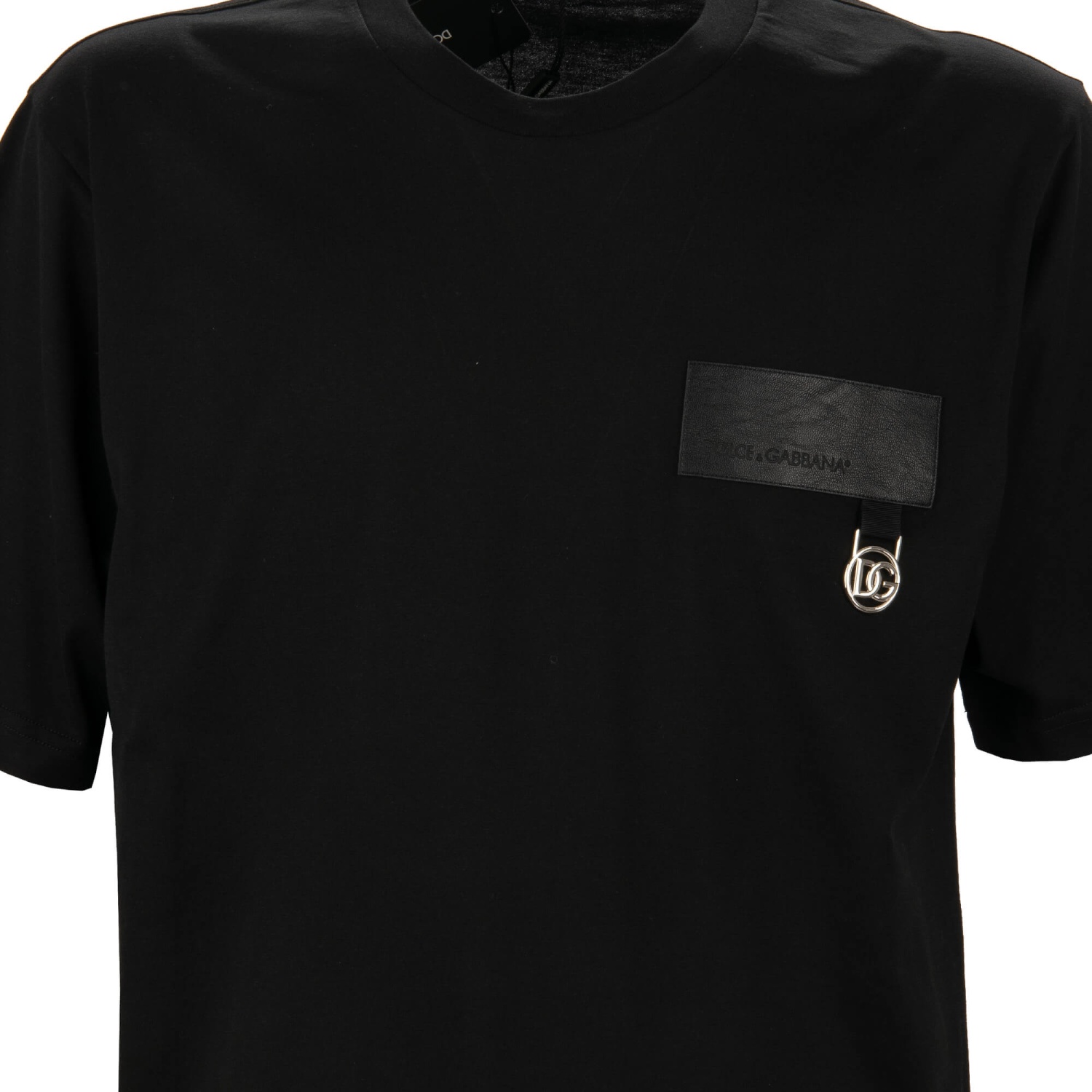 DOLCE & GABBANA DG Metal Silver Logo Cotton T-Shirt Shirt