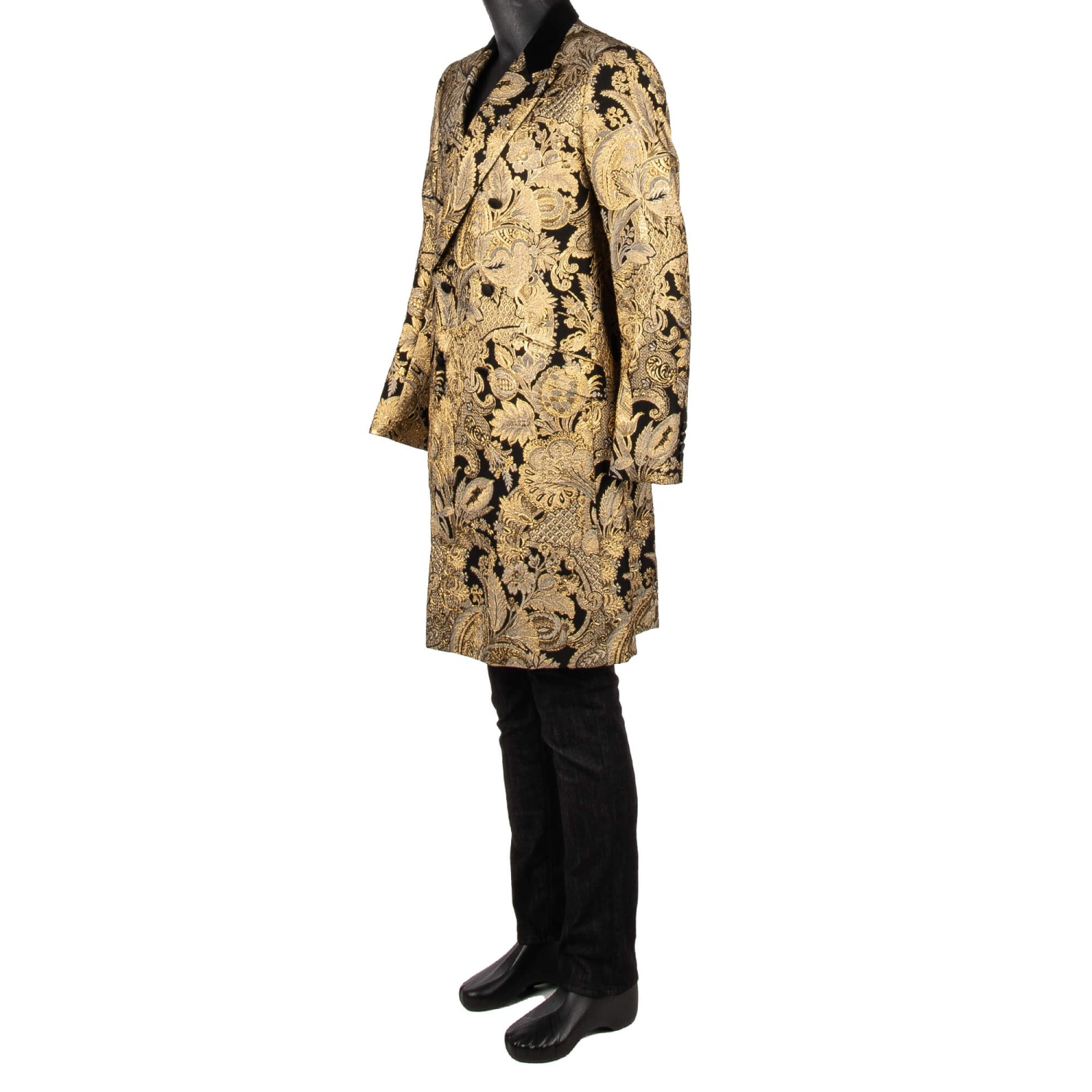 【VIP価格】DOLCE & GABBANA Gold Black Sicilia Coat DOLCE & GABBANA Double-Breasted Jacquard Coat SICILIA Gold
