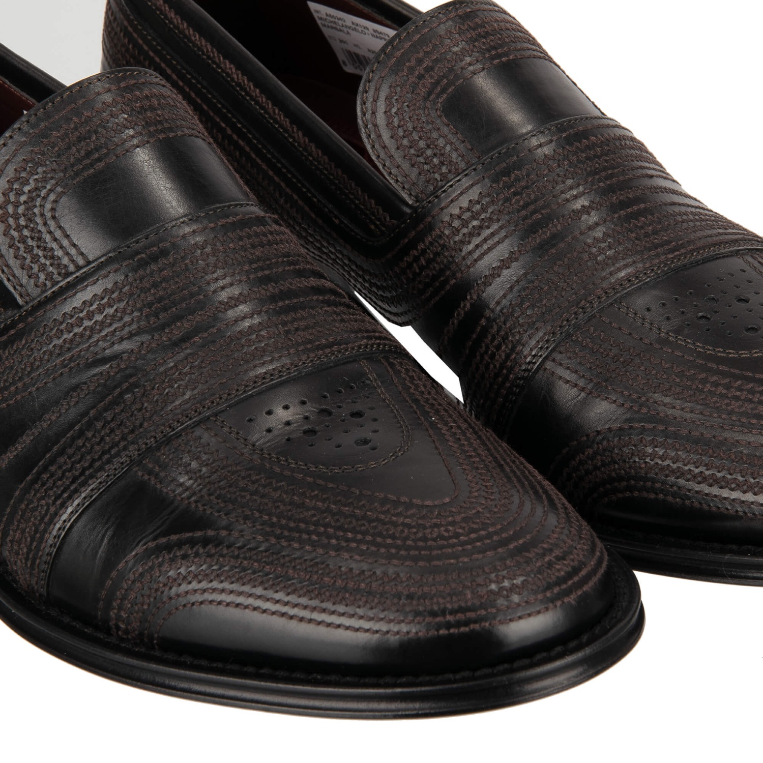 DOLCE & GABBANA Embroidered Loafer Shoes MICHELANGELO Black