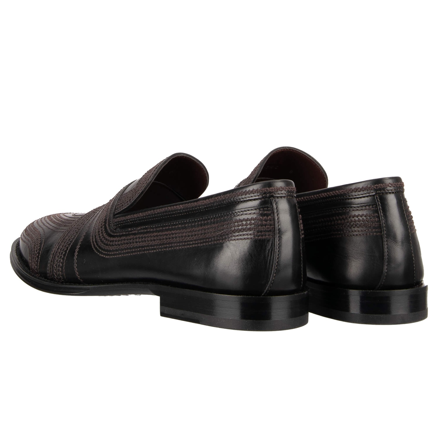DOLCE & GABBANA Embroidered Loafer Shoes MICHELANGELO Black