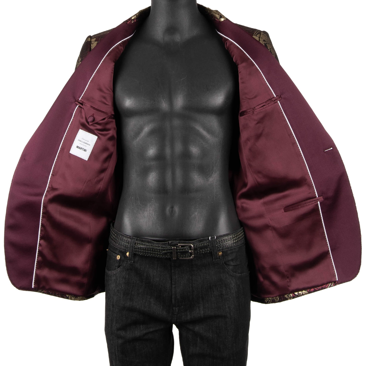 DOLCE & GABBANA Floral Shiny Lurex Tuxedo Blazer Jacket MARTINI