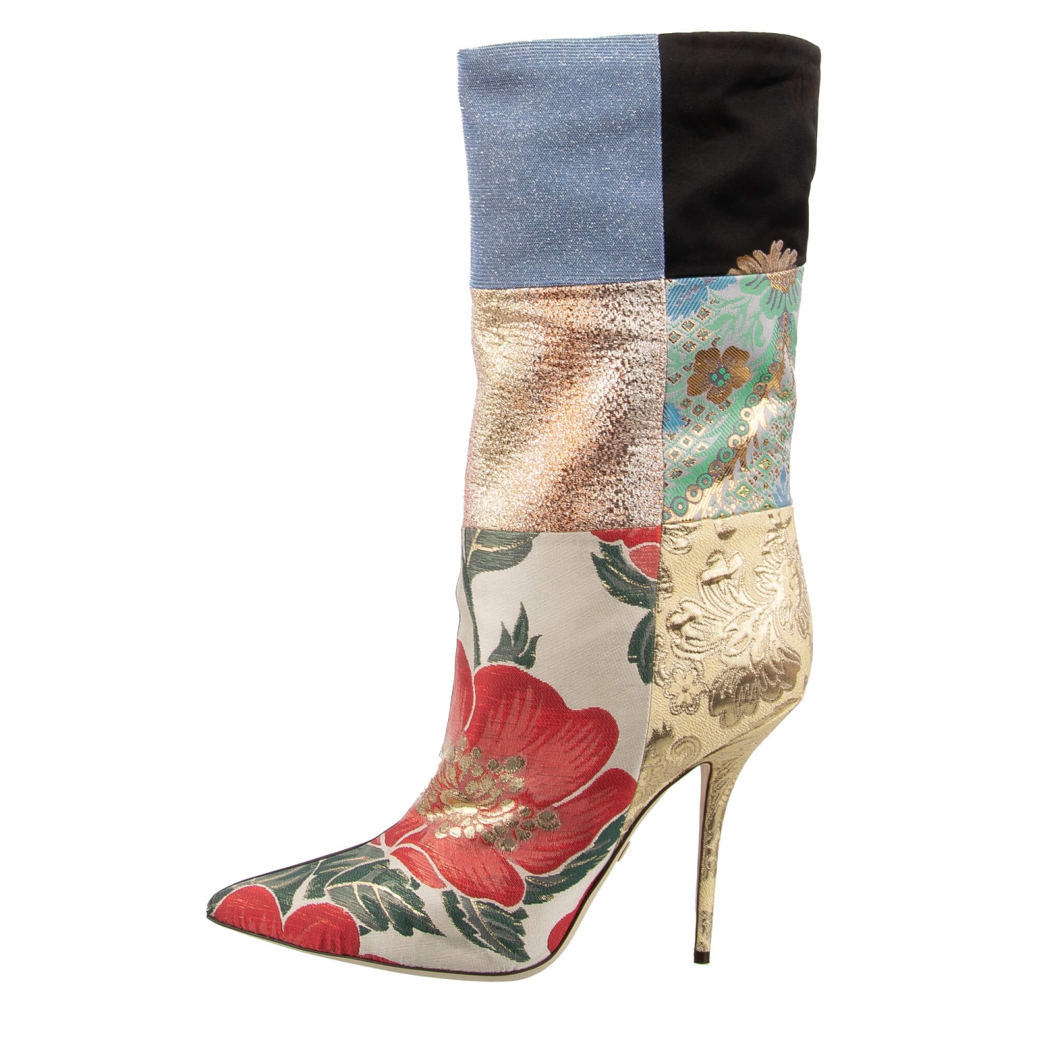 靴 Dolce and Gabbana Brocade Cloth Boots DOLCE & GABBANA Flower Brocade Patchwork Boots Pumps