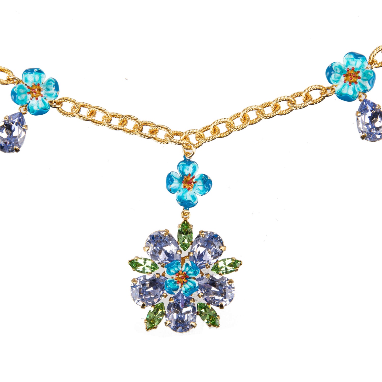 Collana girocollo fiore plastica riciclata e pietre fiume - Gioiell