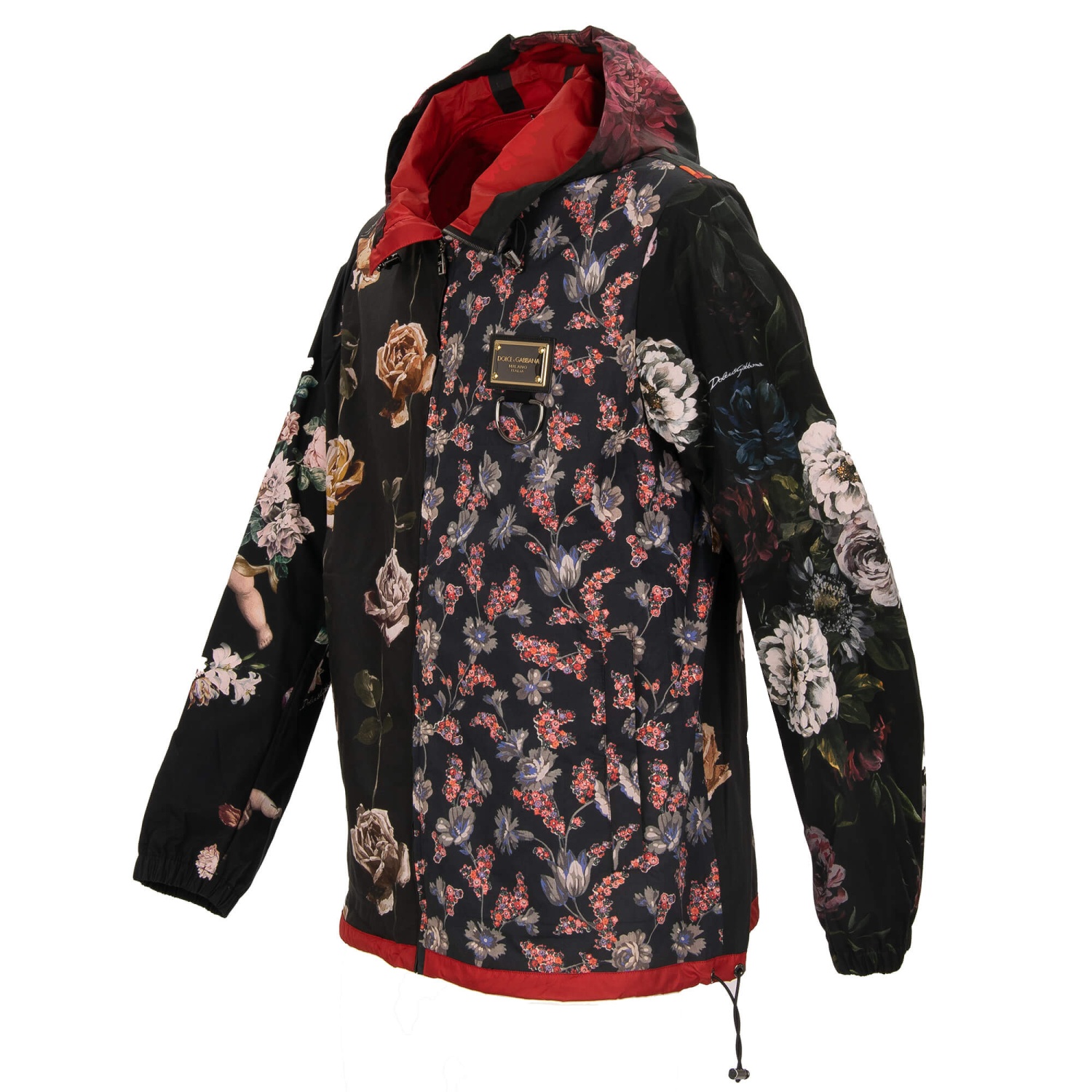 DOLCE & GABBANA Engel Rose Blumen DG Logo Jacke Hoody Rot