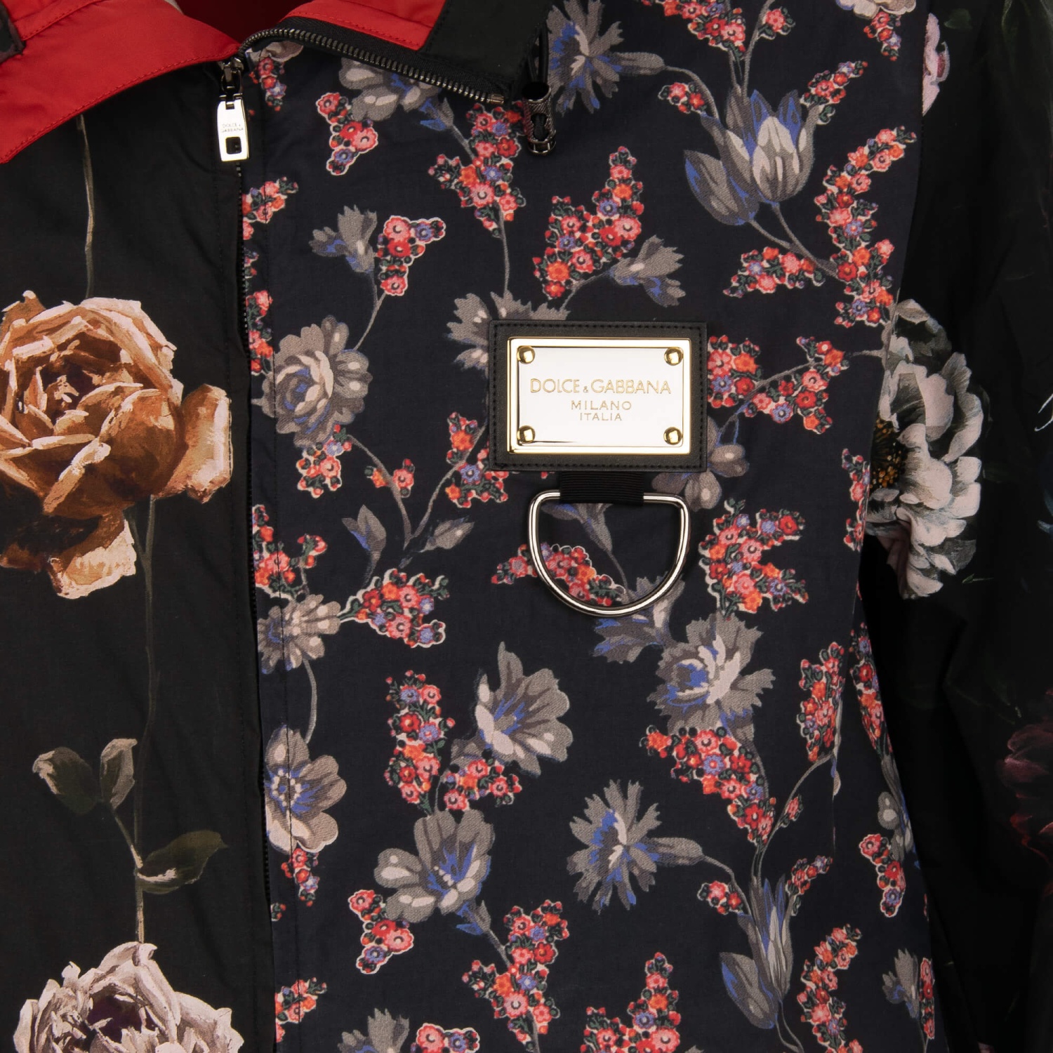 【関税込み】DOLCE&GABBANA JACKET WITH ROSE DOLCE & GABBANA Engel Rose Blumen DG Logo Jacke Hoody Rot