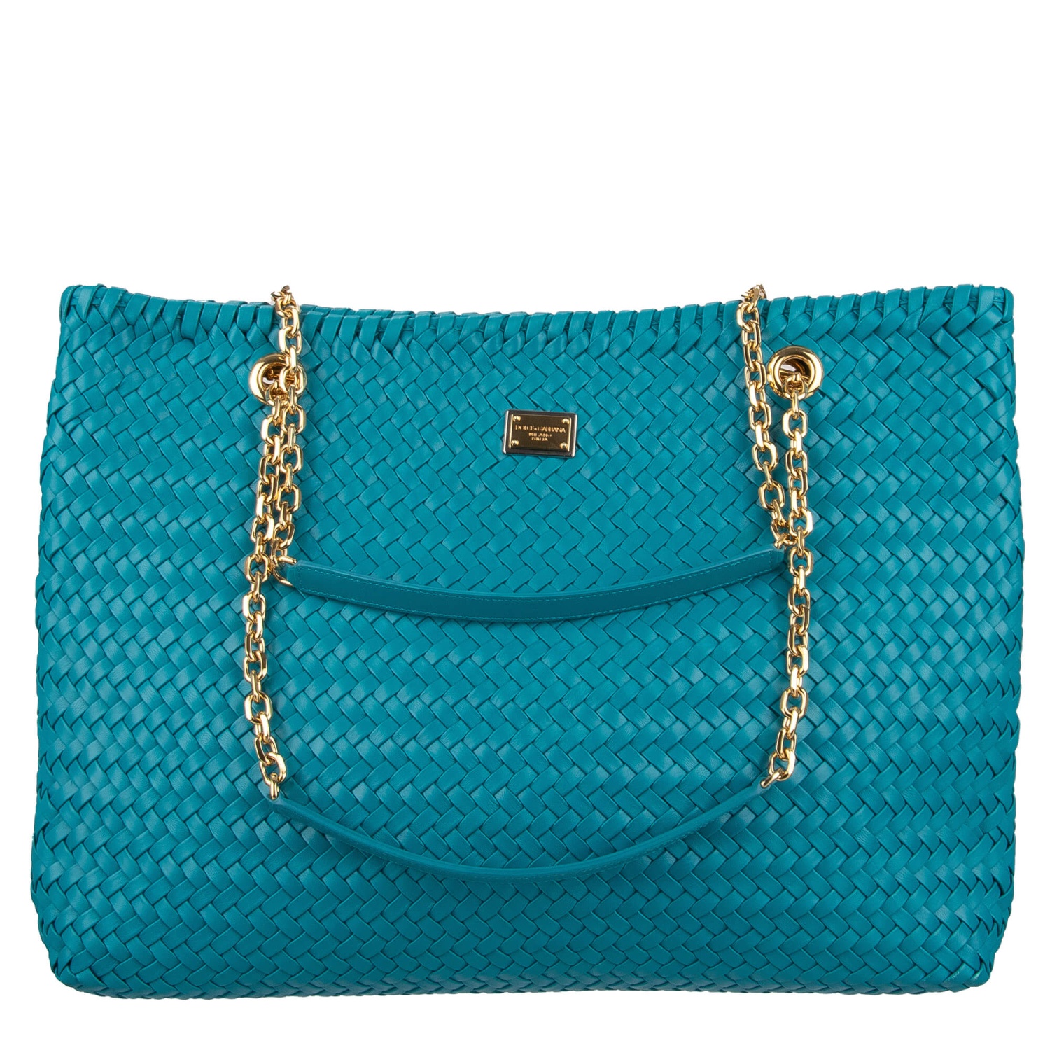 DOLCE & GABBANA Handmade Large Woven Leather Shoulder Shopper Bag