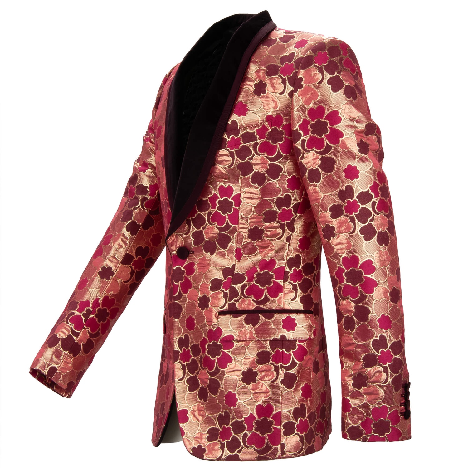 DOLCE GABBANA Blumen Jacquard Samt Revers Tuxedo Sakko Jacke