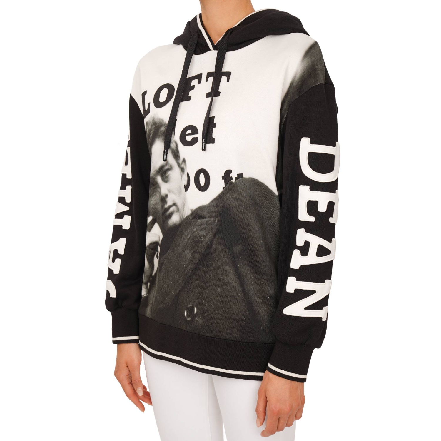 DOLCE & GABBANA James Dean Hoodie Sweater Sweatshirt Black White 