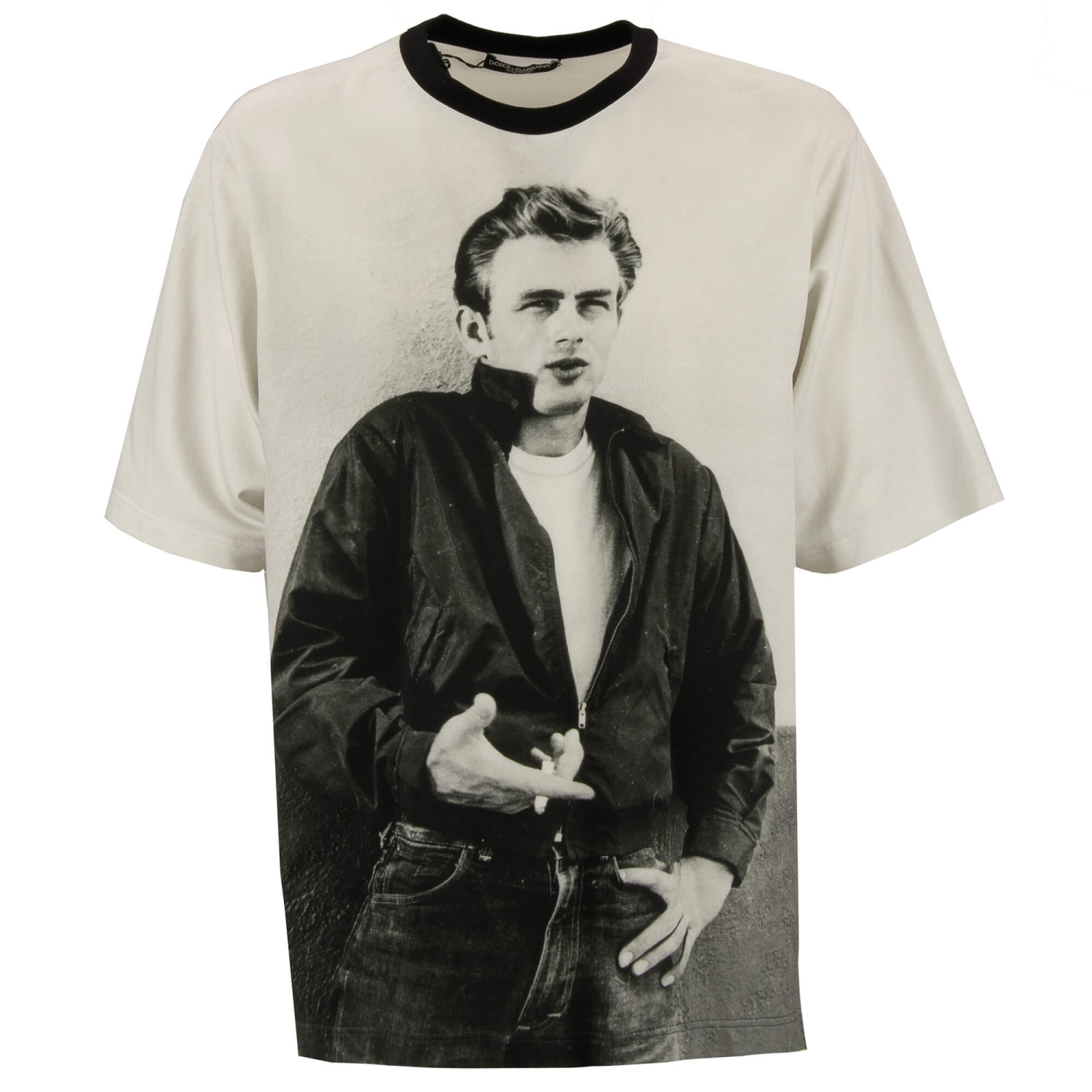 DOLCE & GABBANA Oversize James Dean Picture Patch Cotton T-Shirt