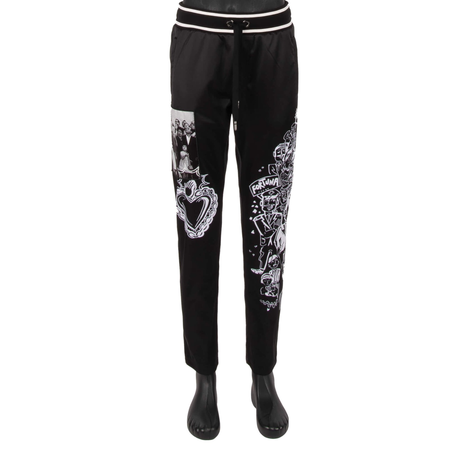 DOLCE GABBANA Jogger Pants Trousers Logo Sacred Heart