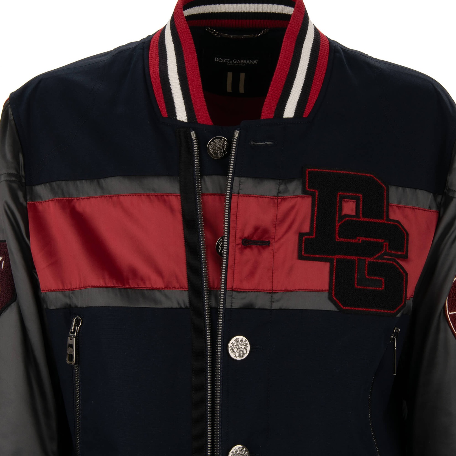 DOLCE & GABBANA King Logo Embroidery Varsity College Jacket DOLCE & GABBANA King Logo Embroidery Varsity College Jacket
