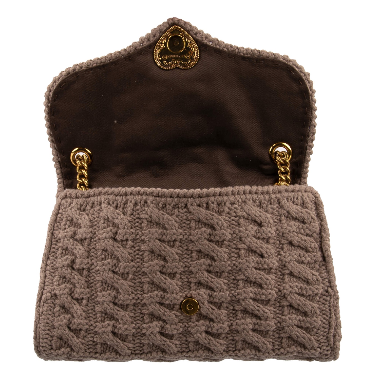 DOLCE & GABBANA Knitted Wool Crossbody Shoulder Bag DEVOTION
