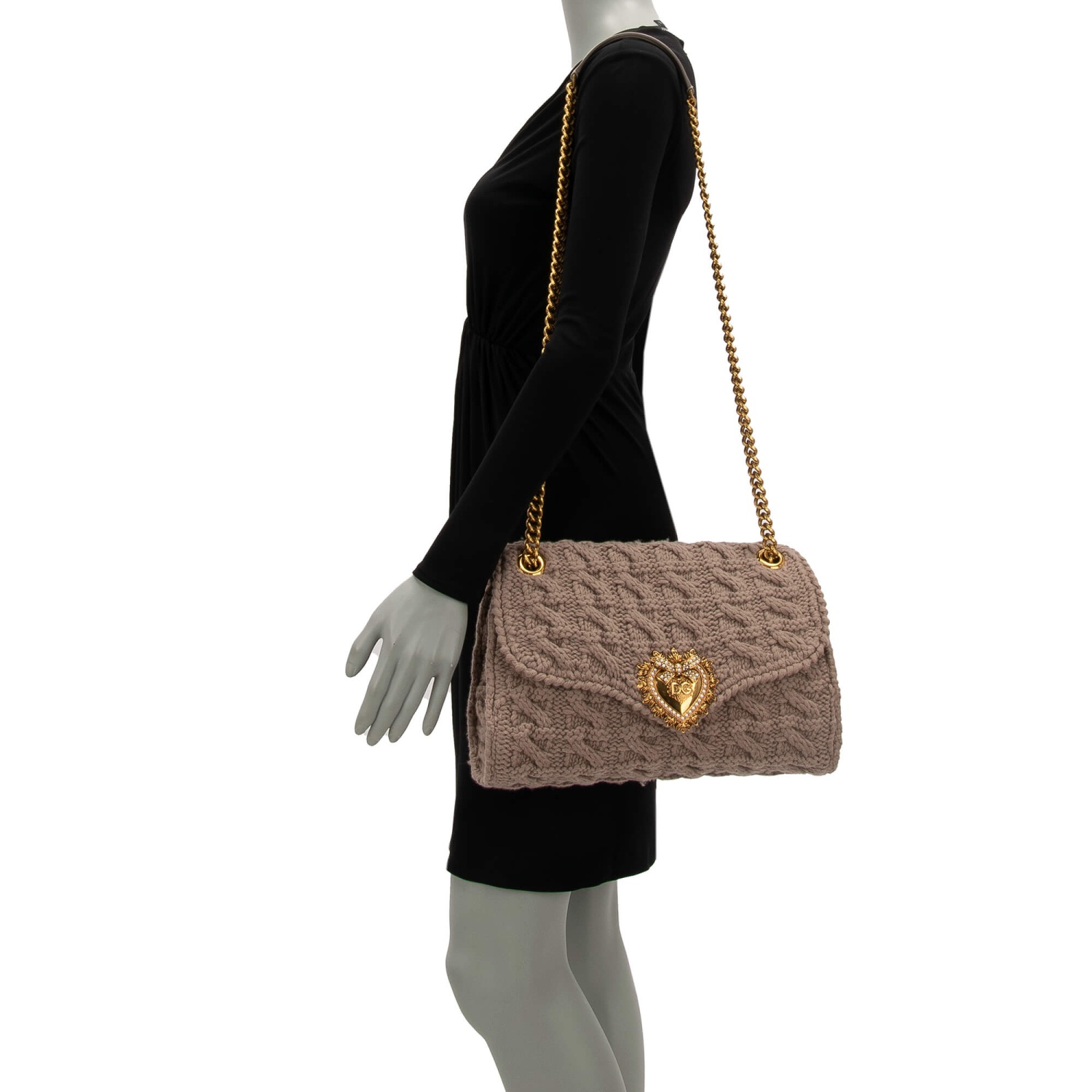 DOLCE & GABBANA Knitted Wool Crossbody Shoulder Bag DEVOTION