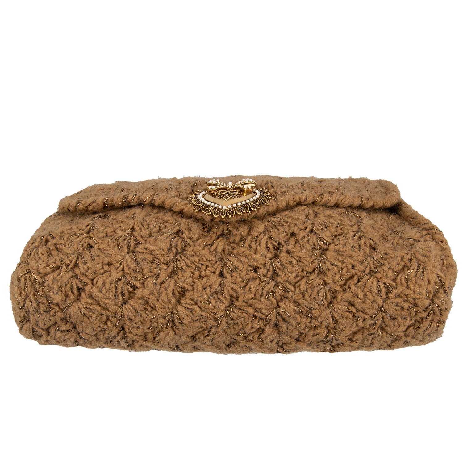 【送料&関税込】Dolce & Gabbana Two-tone Crochet And Sue DOLCE & GABBANA Knitted Wool Crossbody Shoulder Bag DEVOTION