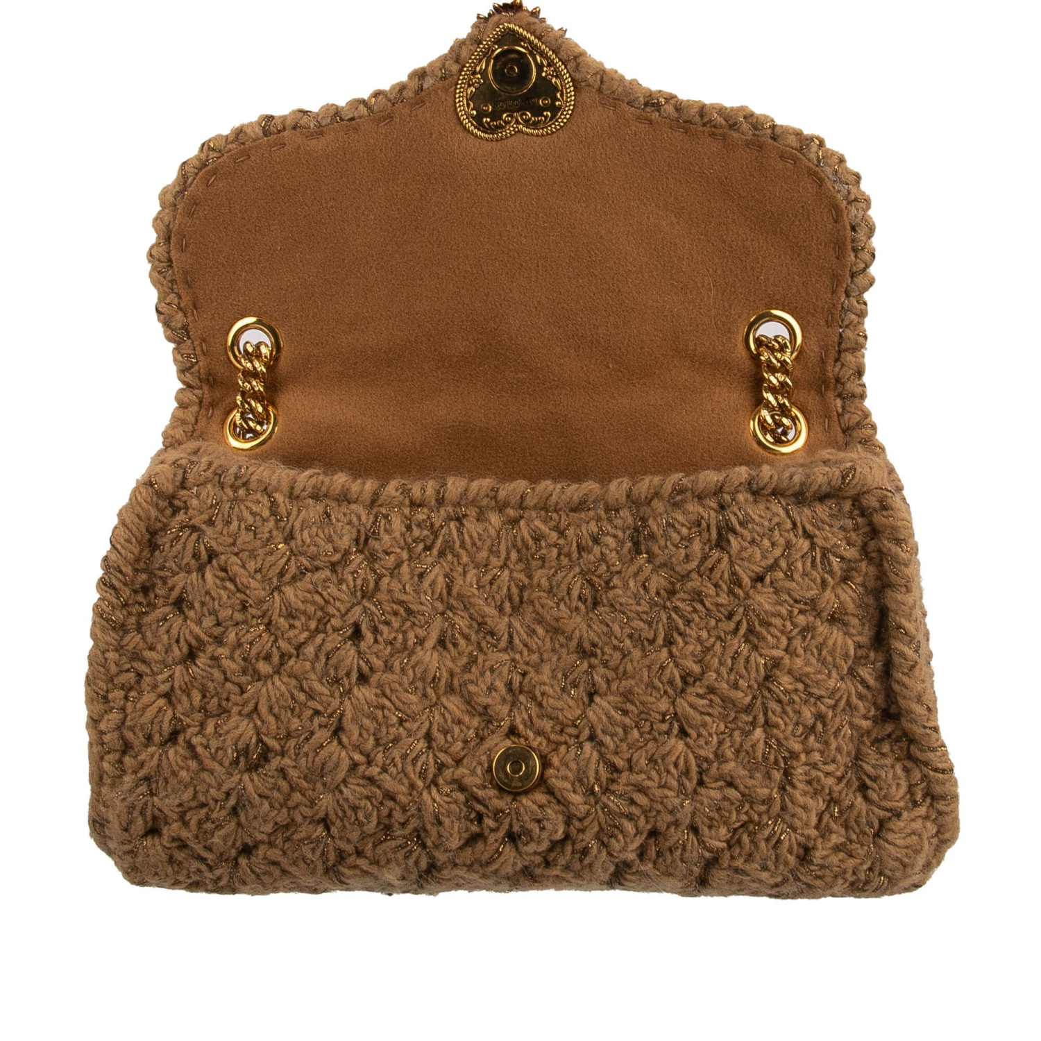 DOLCE & GABBANA Knitted Wool Crossbody Shoulder Bag DEVOTION