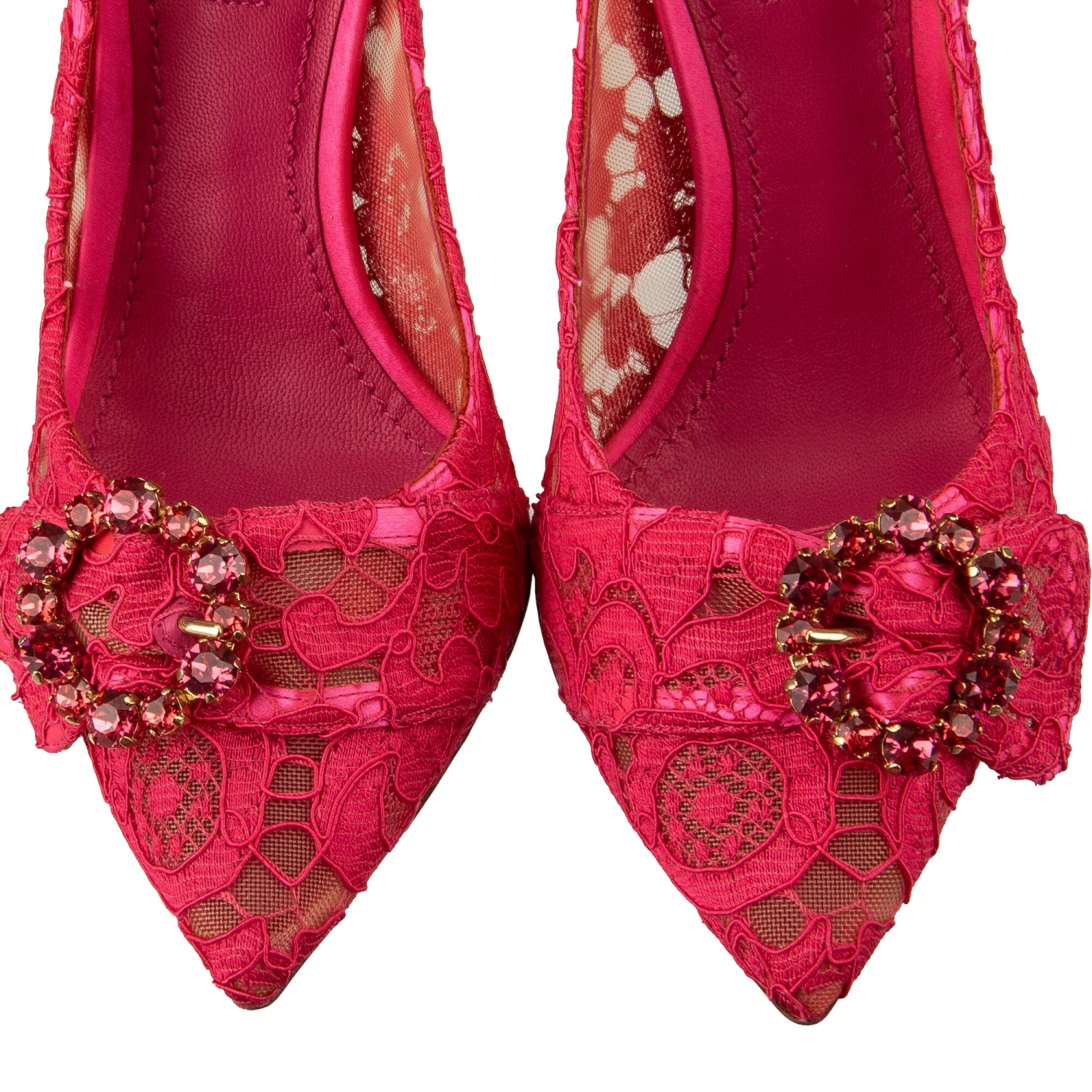 DOLCE & GABBANA LORI Crystal Brooch Taormina Lace Pumps Heels