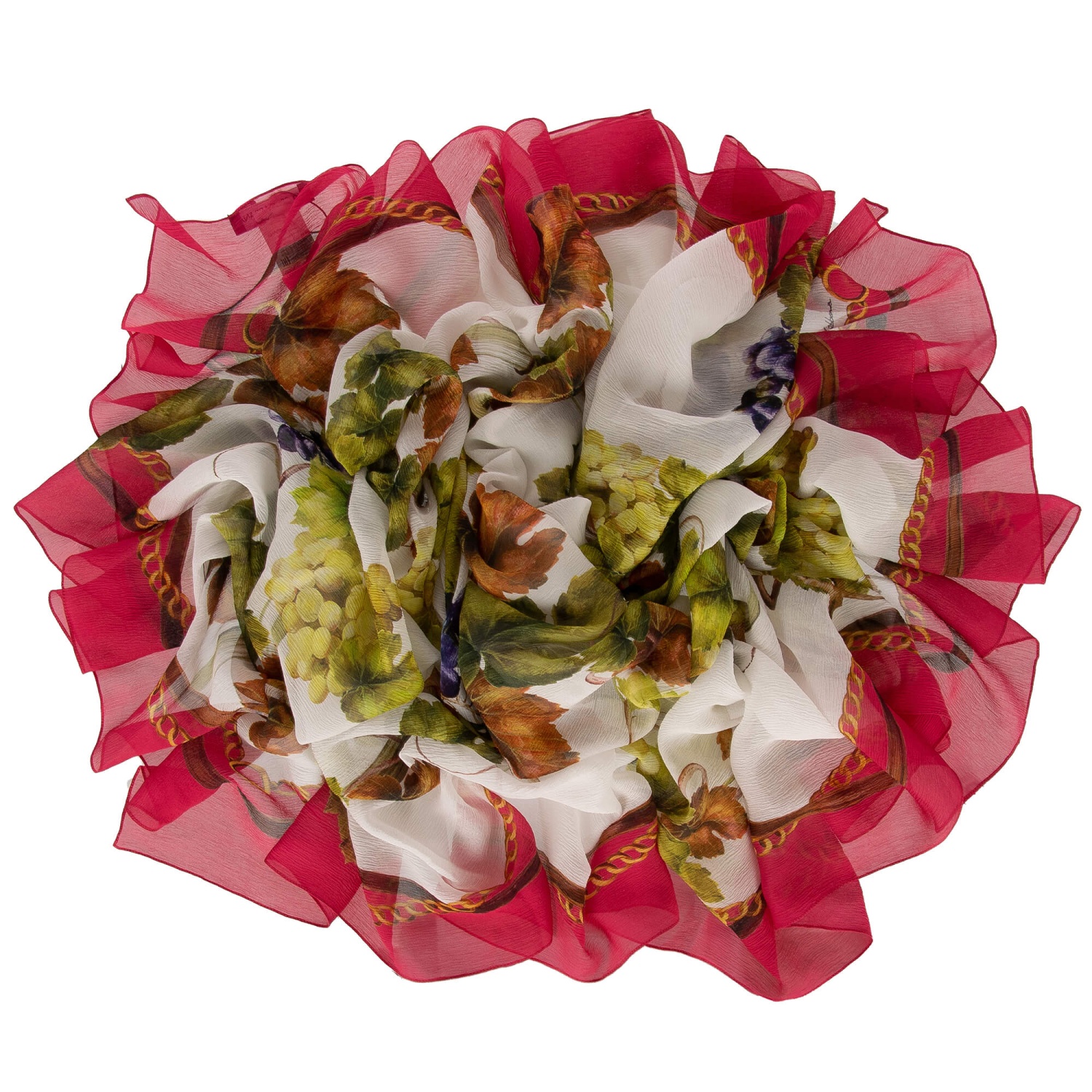 DOLCE & GABBANA Large Grape Leaves Silk Scarf Foulard Pink
