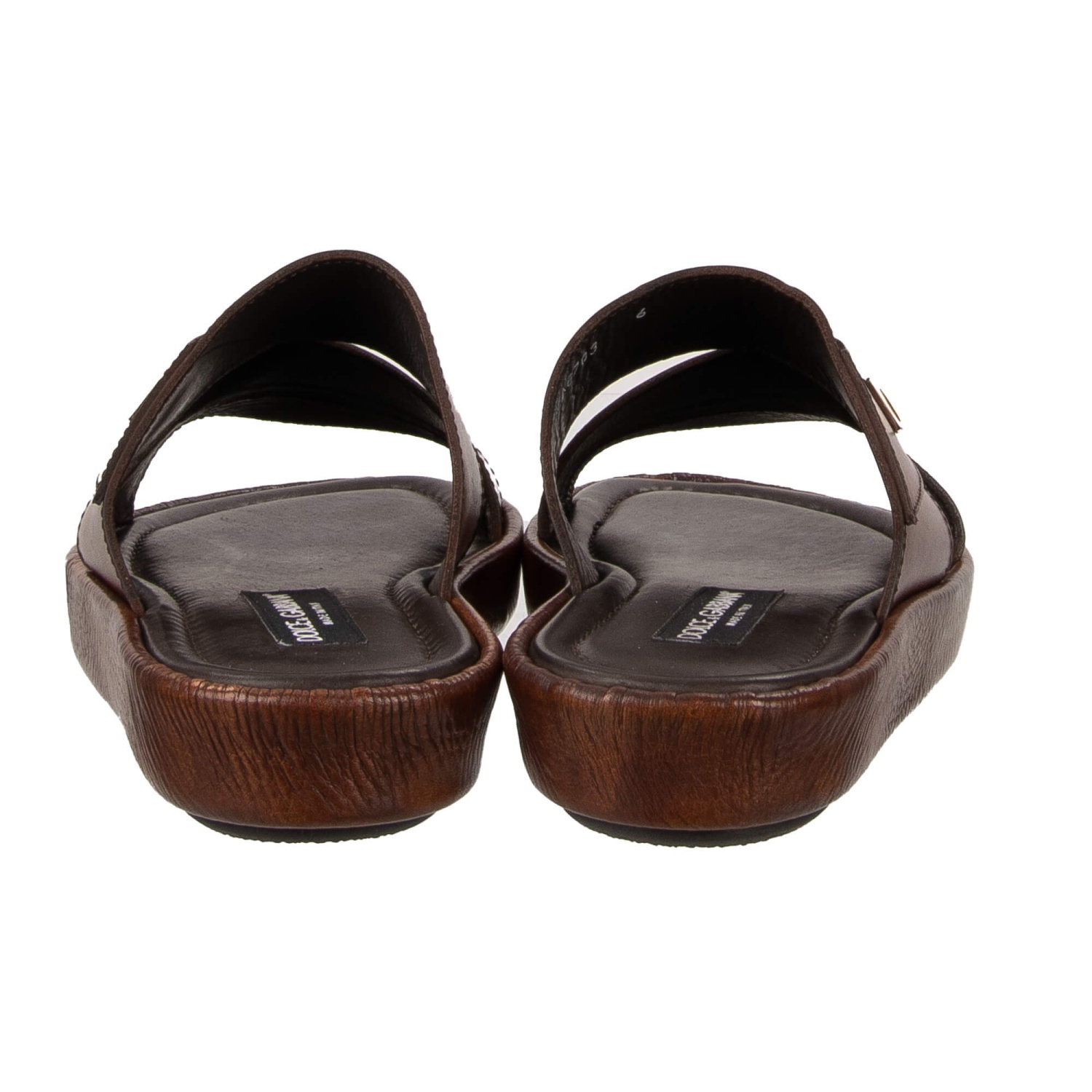 DOLCE & GABBANA Leather Slide Sandals Shoes MEDITERRANEO