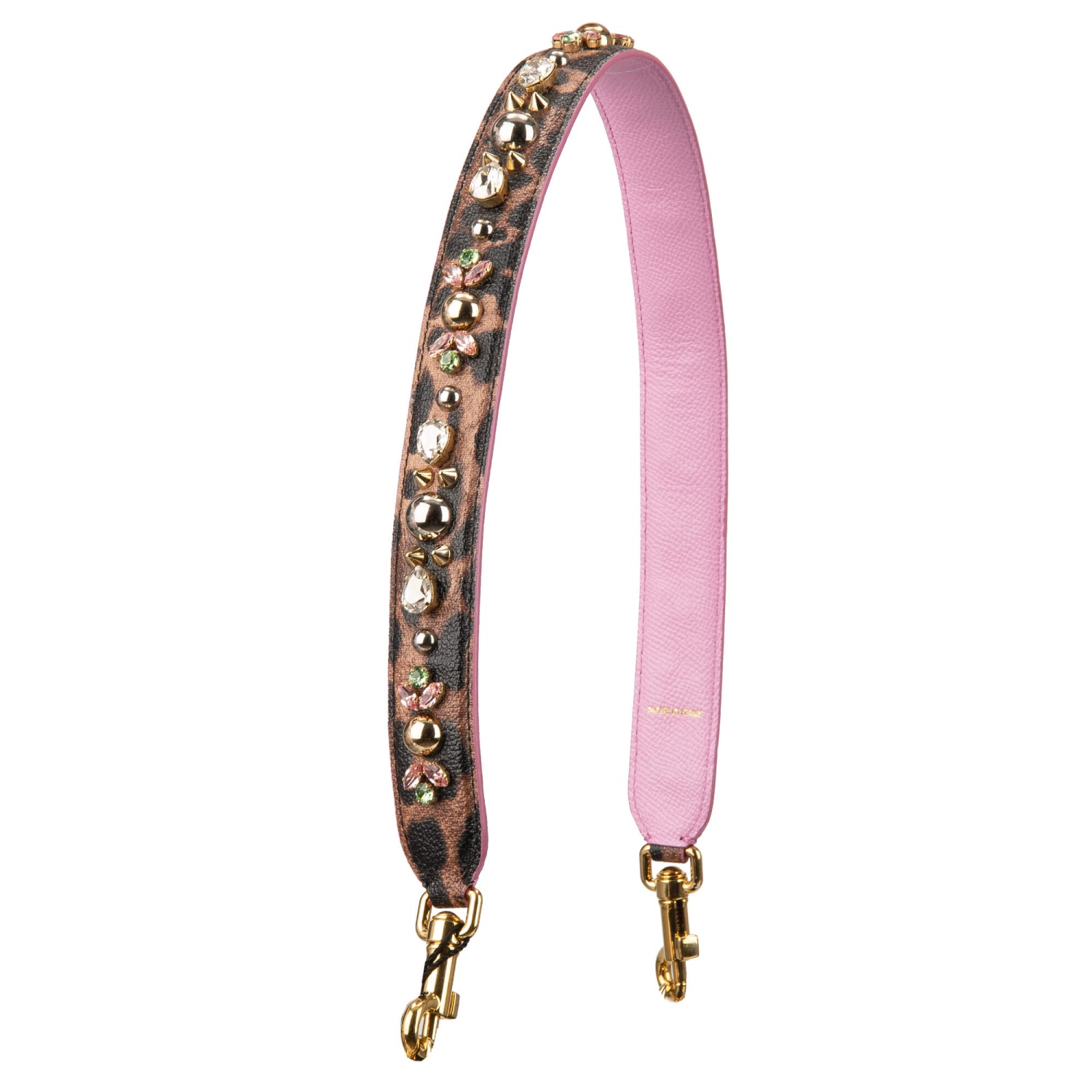 DOLCE & GABBANA Crystal Stud Flower Snake Leather Bag Strap