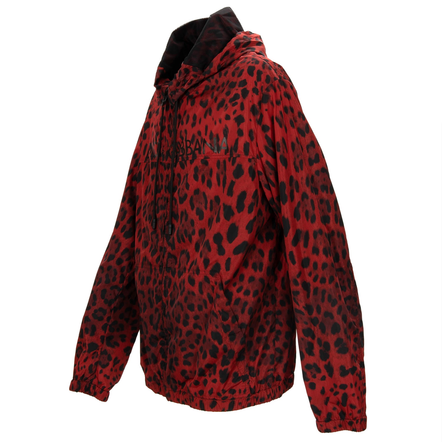 DOLCE & GABBANA Leopard DG Logo Nylon Bomber Hoody Jacket Red