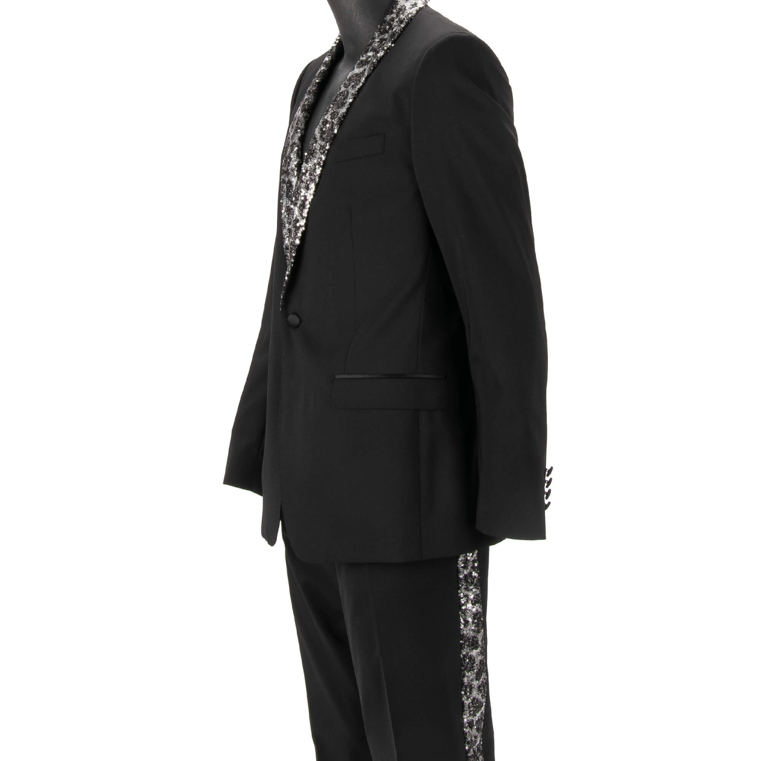 DOLCE & GABBANA MARTINI Leopard Sequin Wool Suit Jacket Trousers