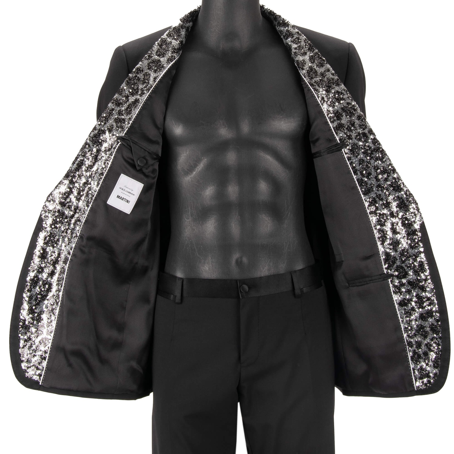 DOLCE & GABBANA MARTINI Leopard Sequin Wool Suit Jacket Trousers