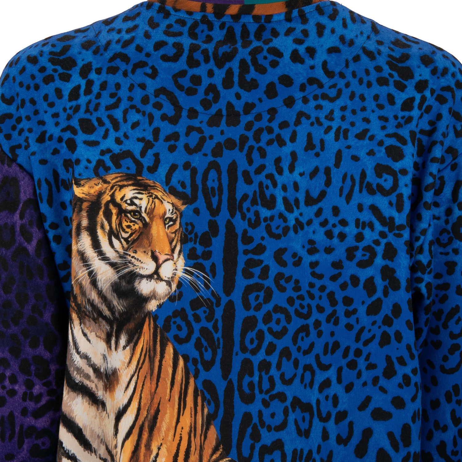 DOLCE & GABBANA Leopard Tiger DG Logo Sweater Sweatshirt Blue