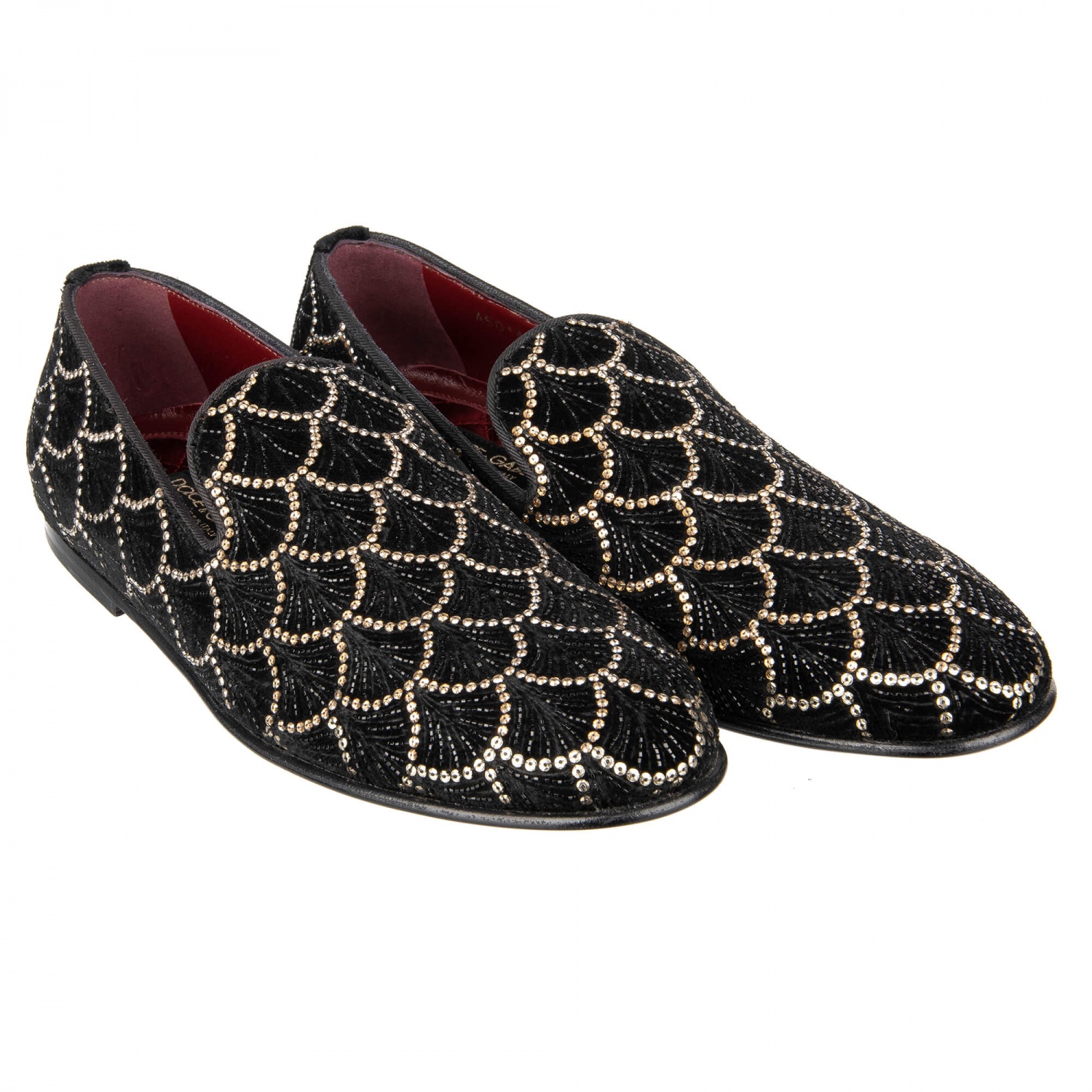 DOLCE & GABBANA Loafer Shoes ISPICA with Crystals Embroidery Black