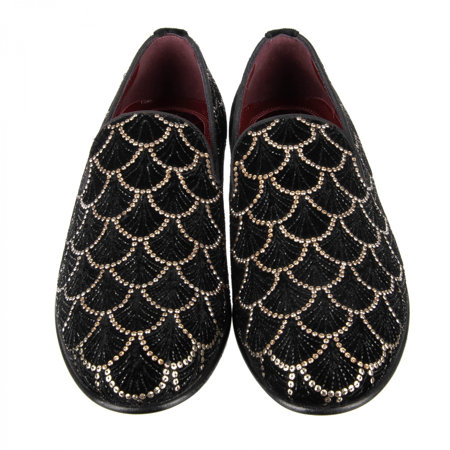 DOLCE & GABBANA Loafer Shoes ISPICA with Crystals Embroidery Black