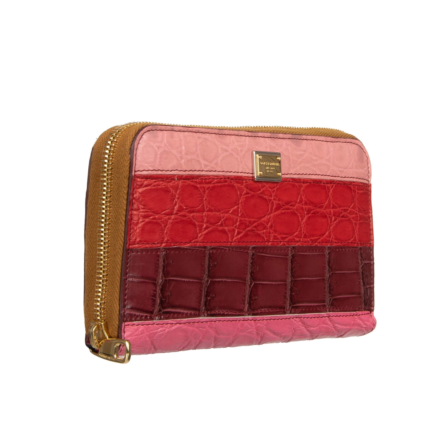 Dolce & Gabbana Crocodile Leather Logo Purse Wallet Clutch Pink