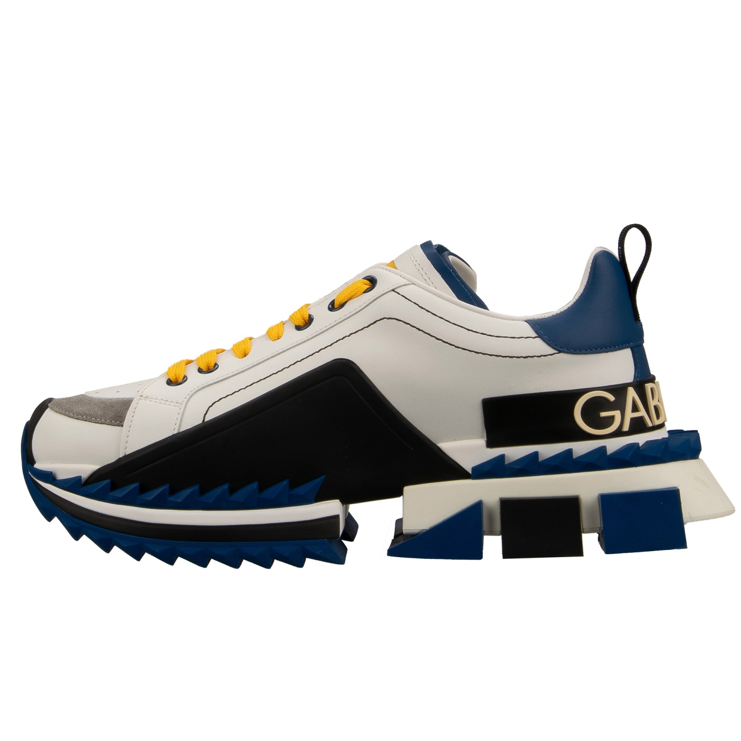 ★関税込み★ Dolce＆Gabbana WHITE AND BLUE SNEAKERS DOLCE & GABBANA Shoes White Blue Leather Low Top Sneakers