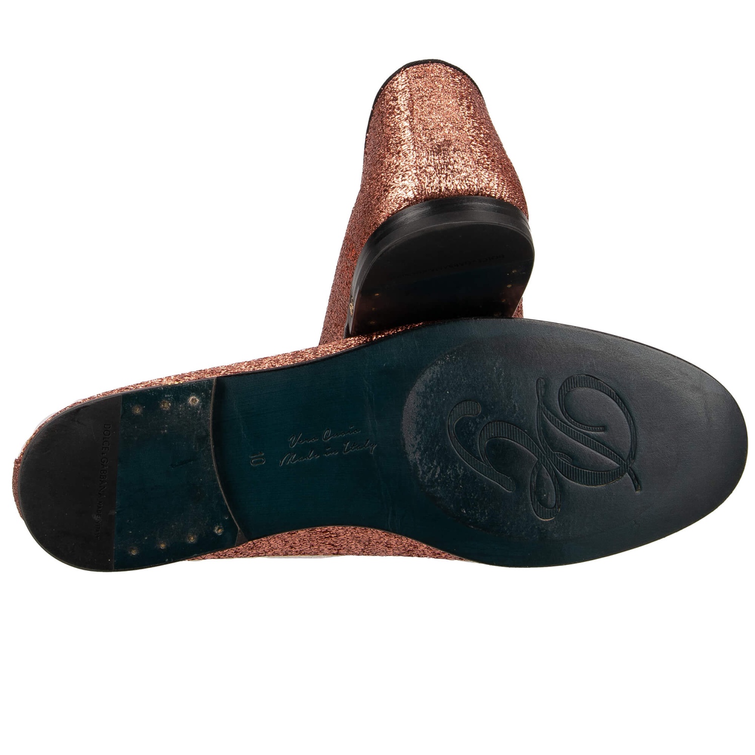DOLCE & GABBANA Lurex Glitter Loafer Shoes YOUNG POPE Pink  display picture 1