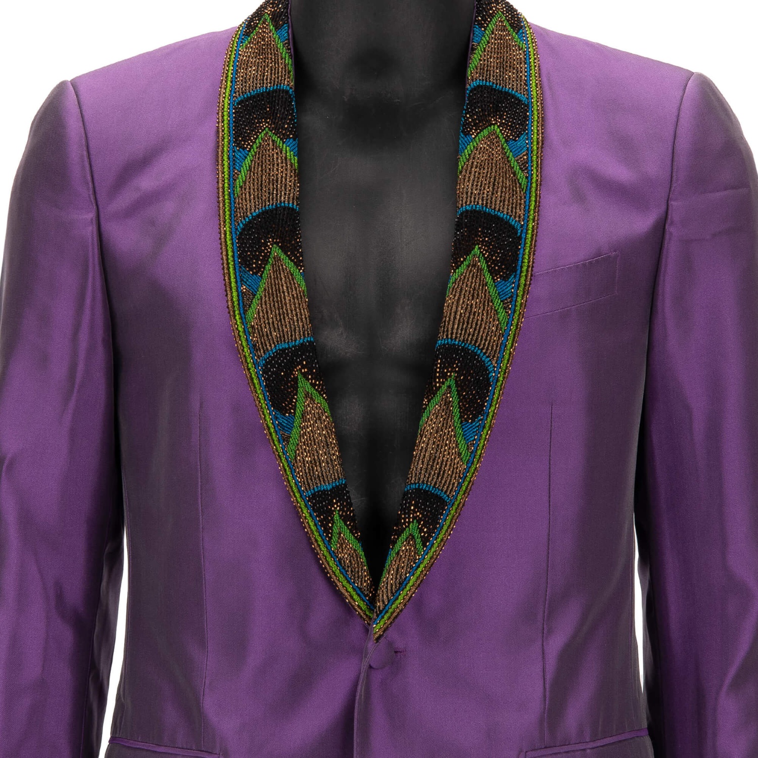 DOLCE & GABBANA MARTINI Pearl Peacock Silk Suit Jacket