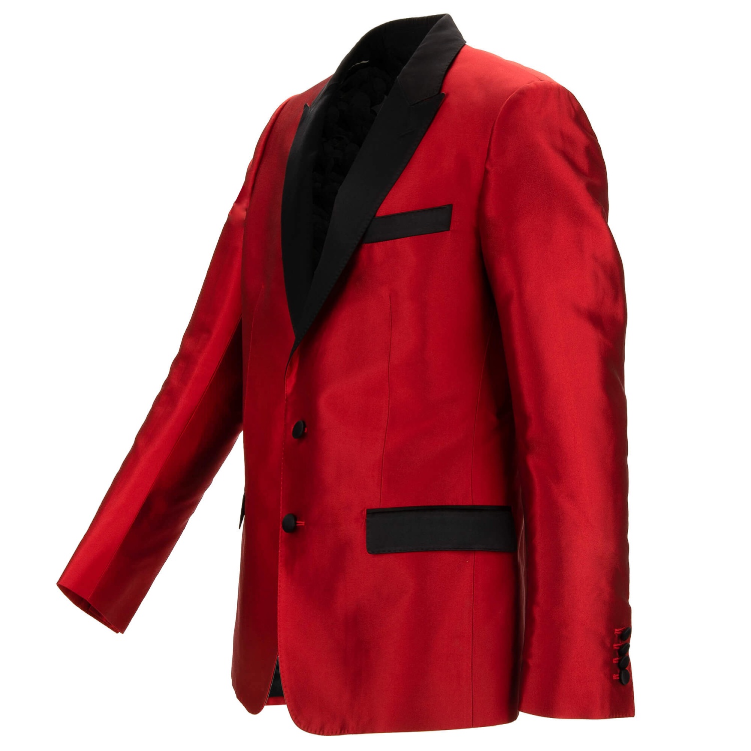 DOLCE & GABBANA MARTINI Silk Blazer Jacket Tuxedo Red Black