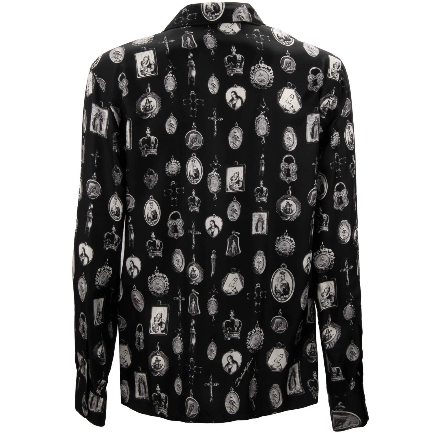 Chemise En Soie Noire Dolce & Gabbana - Modèle Baroque, Taille S, Manches Longues