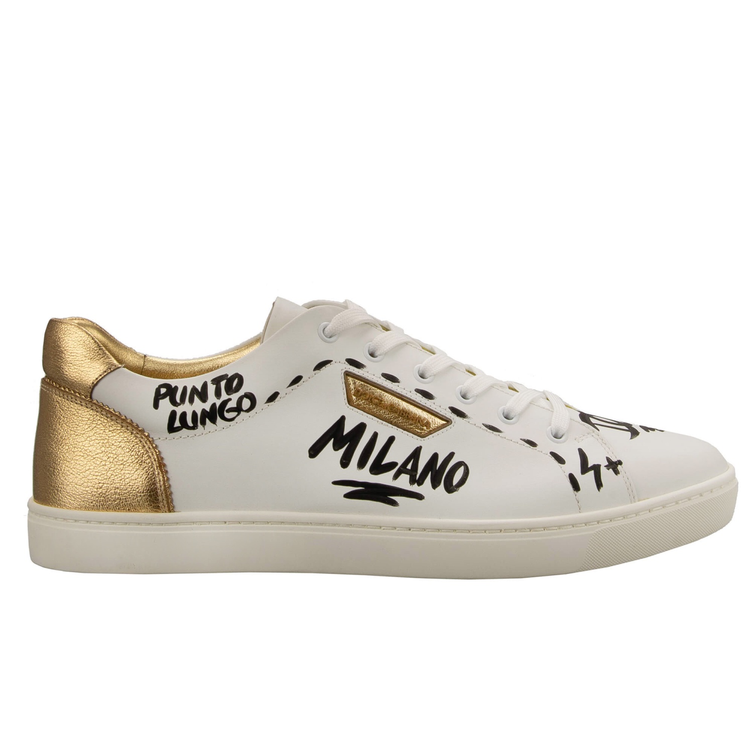 DOLCE & GABBANA DG Logo Painted Low Top Sneaker Shoes LONDON White