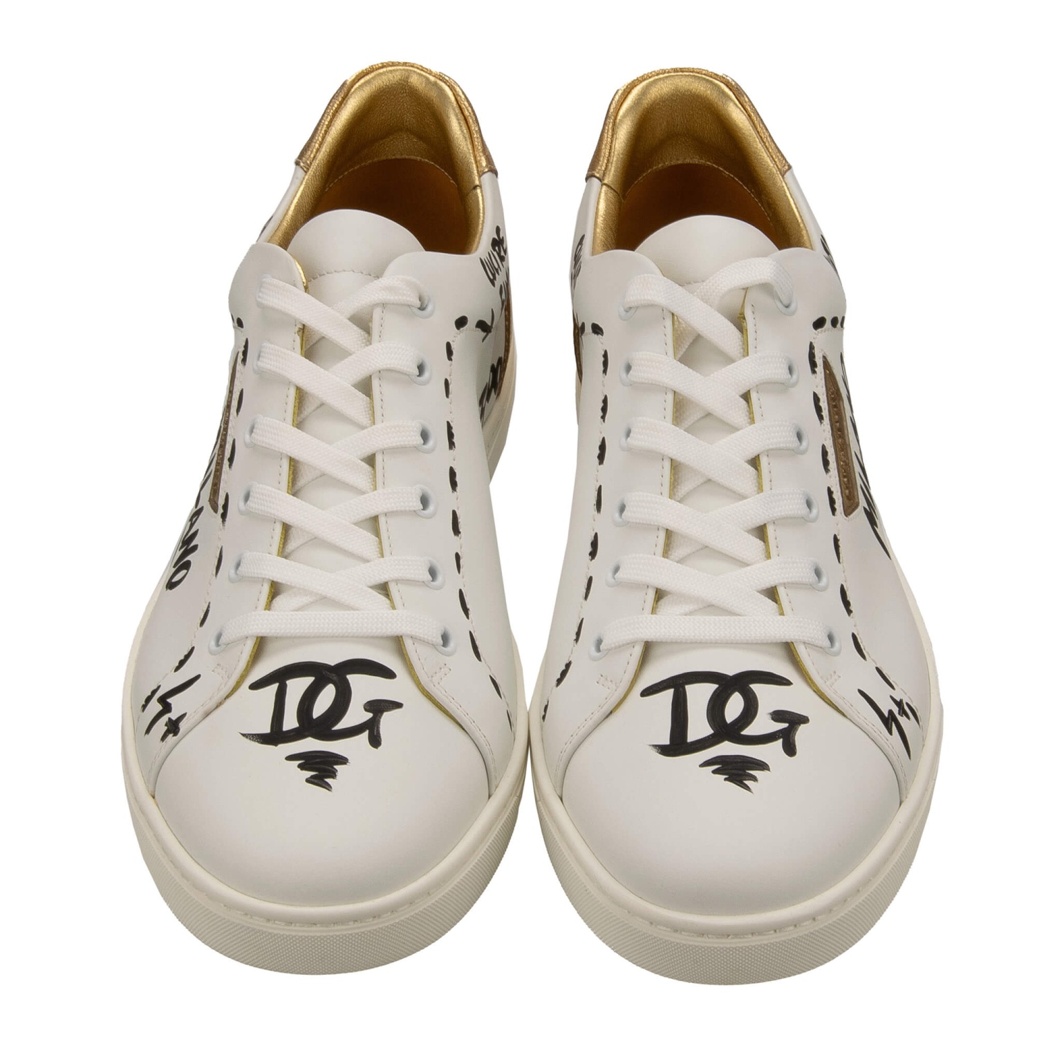 DOLCE & GABBANA DG Logo Painted Low Top Sneaker Shoes LONDON White 