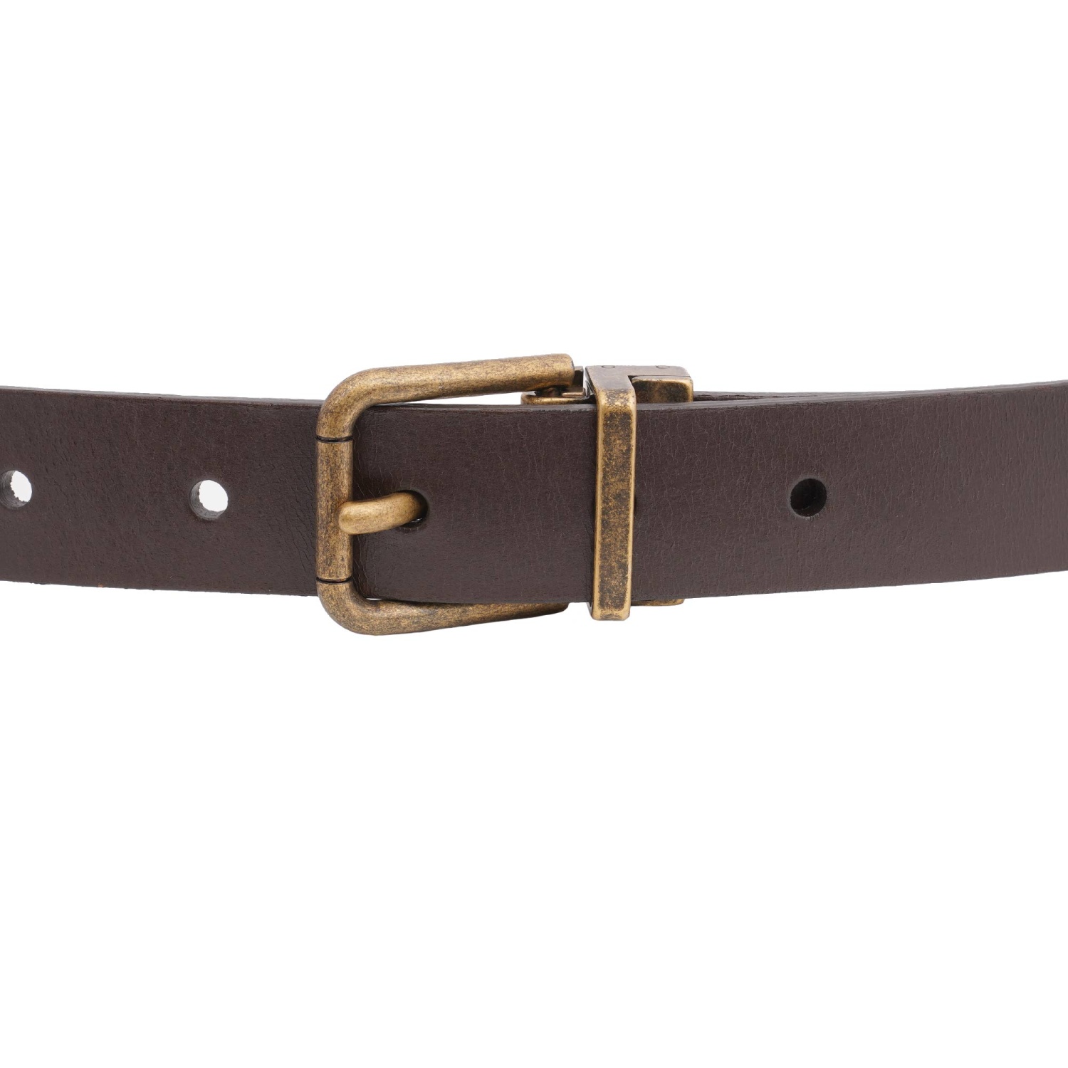 DOLCE & GABBANA Metal Studs Pearl Buckle Leather Belt Brown