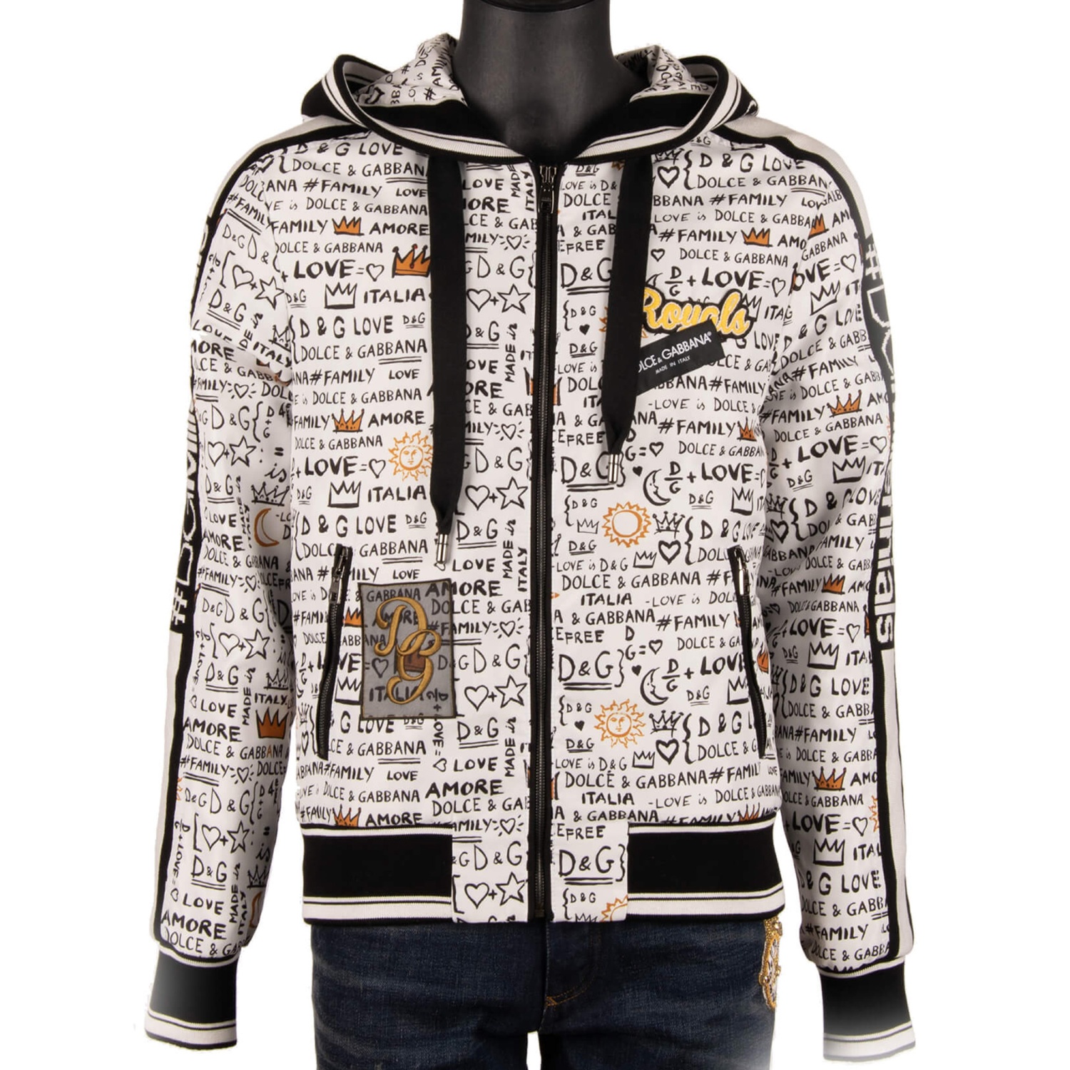 DOLCE & GABBANA ホワイトジャンパー Dolce & Gabbana Windbreaker D&G Baseball Jacket Ladies Sz L
