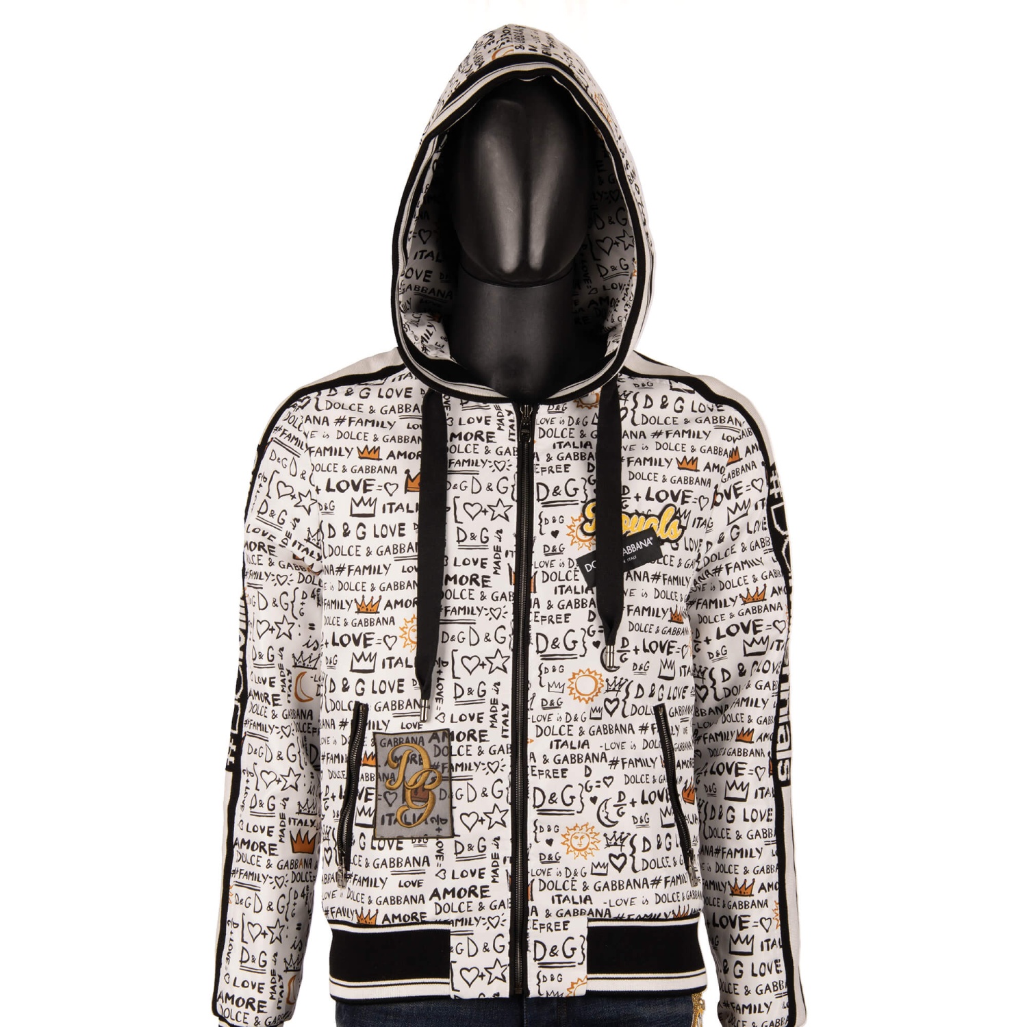 DOLCE GABBANA Millenials Graffiti Bomber Jacket DG Logo Black