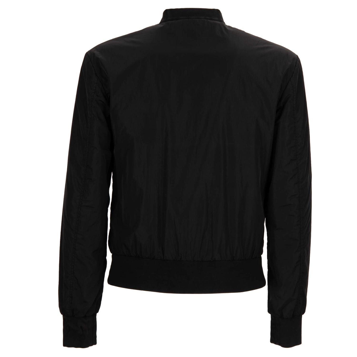 DOLCE & GABBANA Nylon Bomber Jacket with DG Logo and Pockets Black