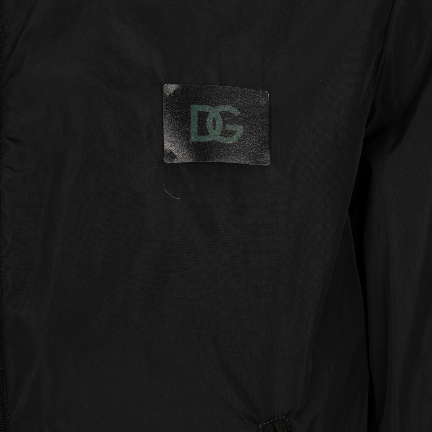 DOLCE & GABBANA Nylon Bomber Jacket with DG Logo and Pockets Black