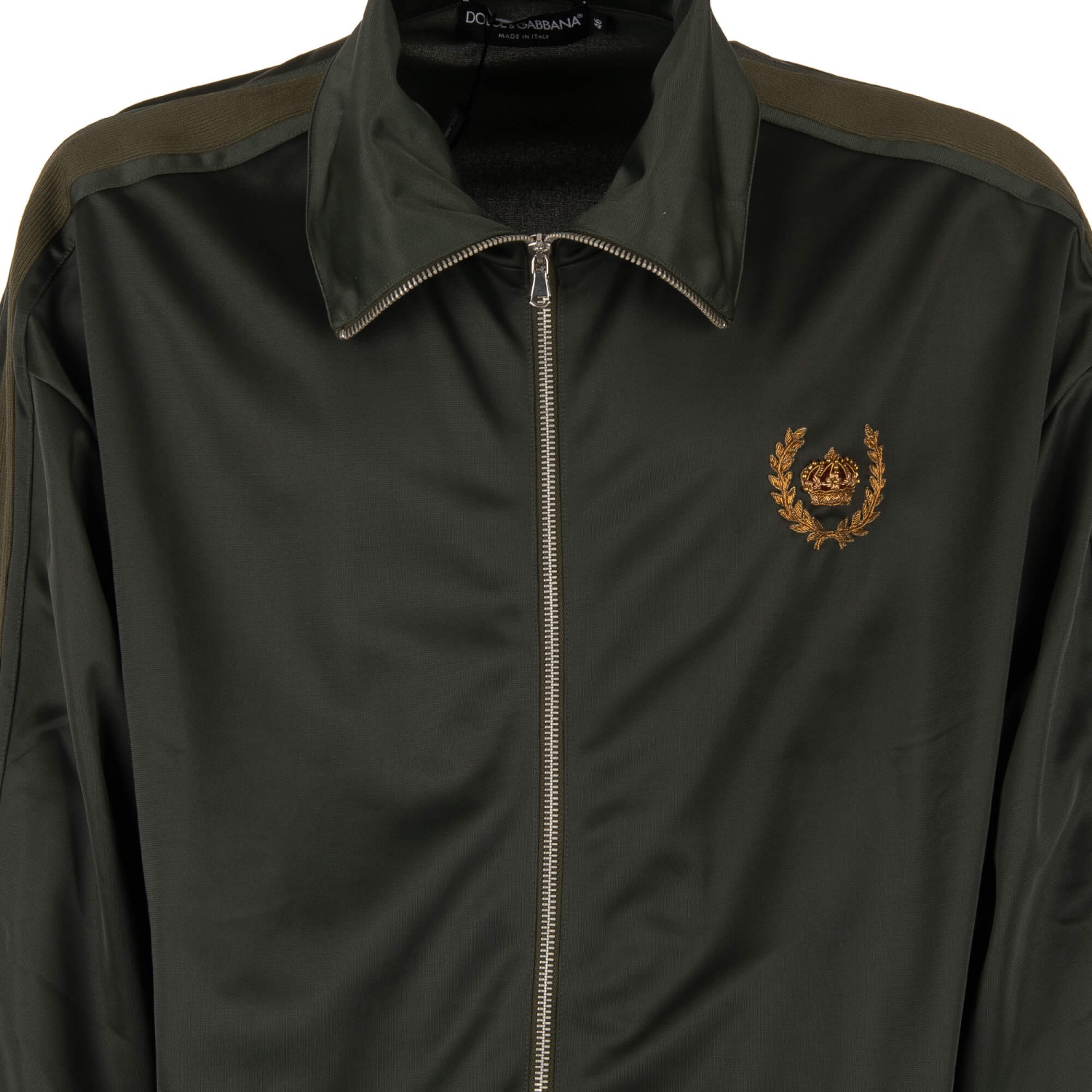 DOLCE & GABBANA Oversize Track Jacket Crown Embroidery Khaki